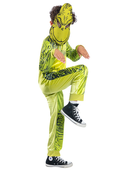 Smiffys Dr. Seuss The Grinch Kostüm für Kinder mit Overall und Maske – Seitenansicht