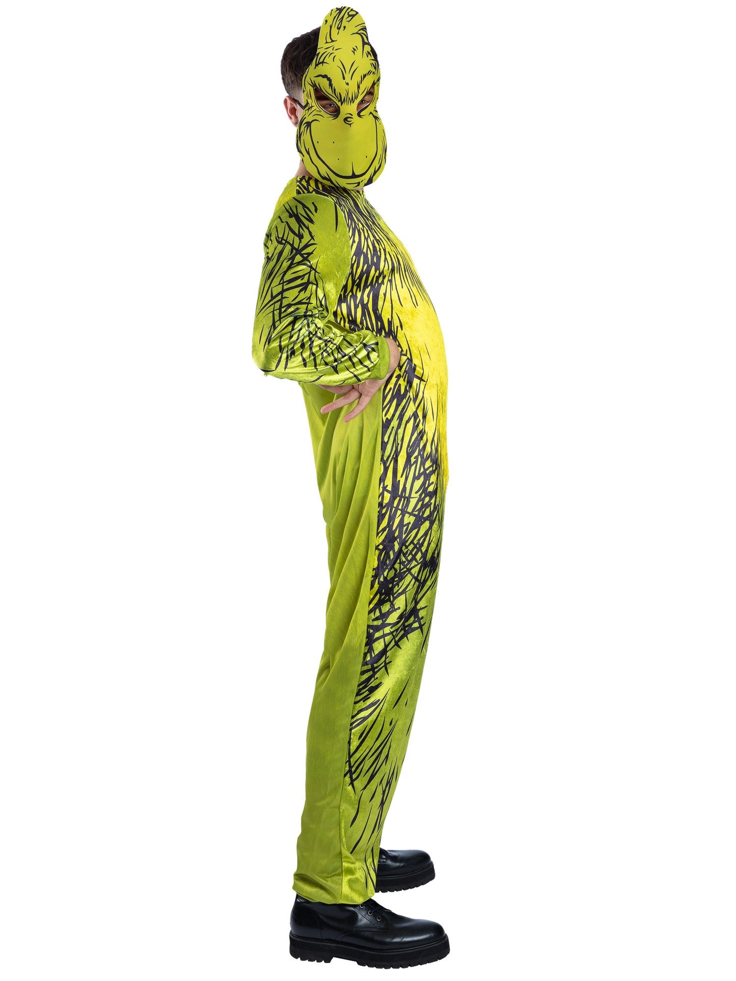 Smiffys Dr. Seuss The Grinch Kostüm für Herren mit Overall und Maske – Seitenansicht