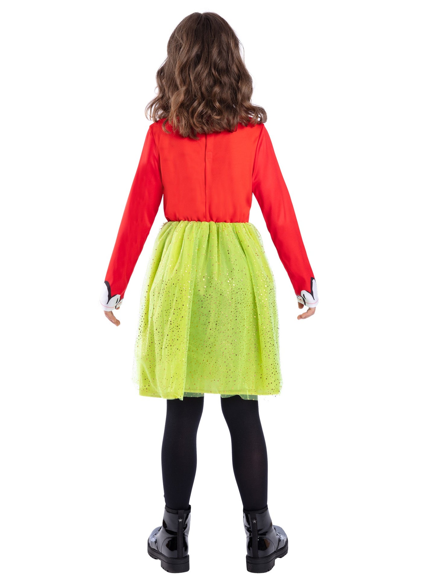 Smiffys Grinch Santa Kostüm für Mädchen mit Kleid und Headband – Detailansicht