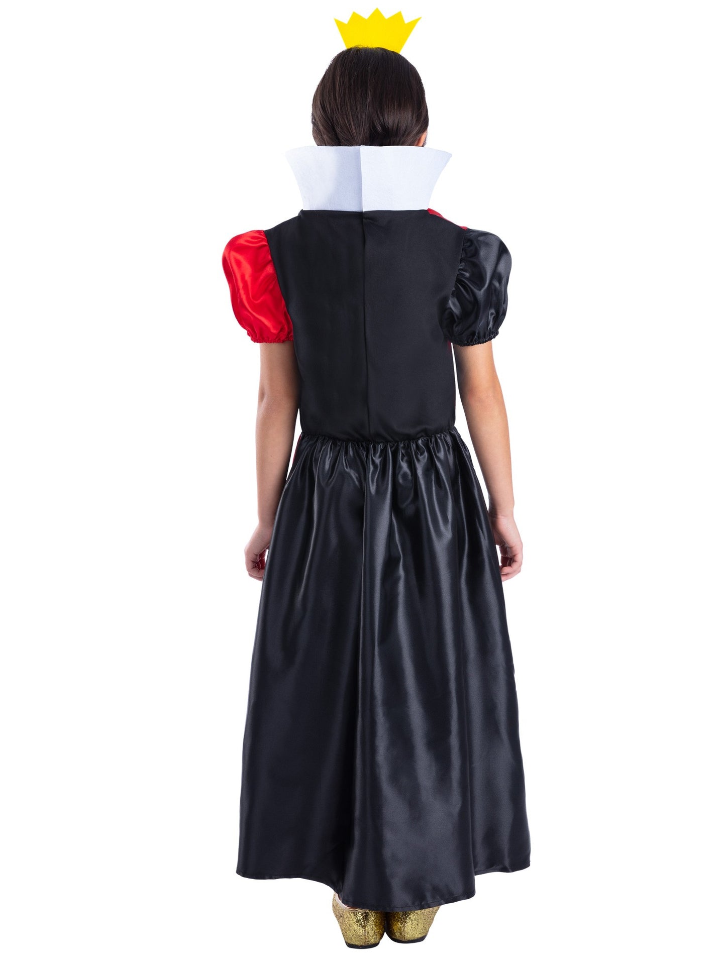 Smiffys Queen of Hearts Kostüm für Mädchen, goldfarbenes Kleid mit Headband – Detailansicht