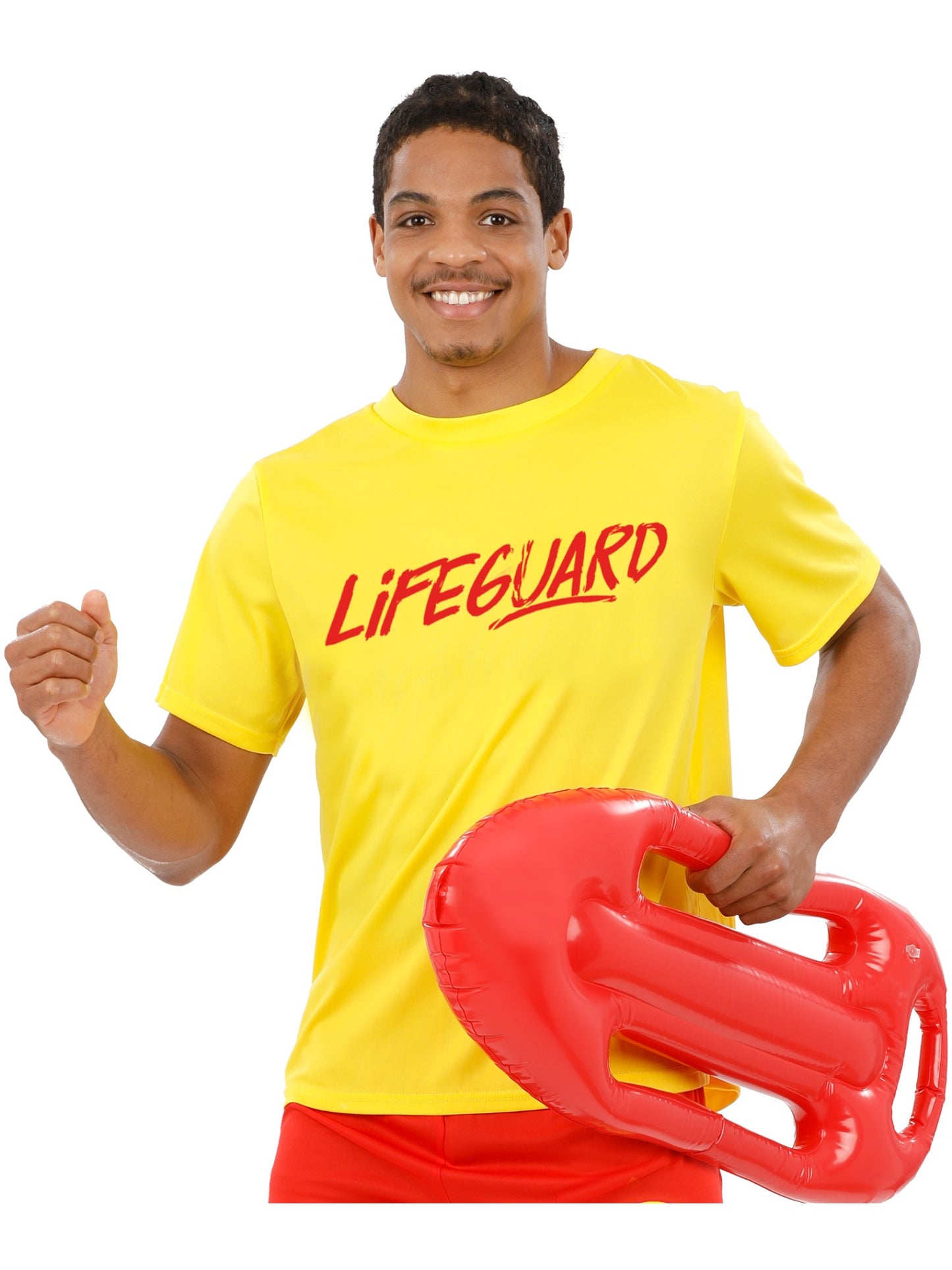 Smiffys Lifeguard T-Shirt für Erwachsene, Vorder- und Rückansicht – Produktansicht