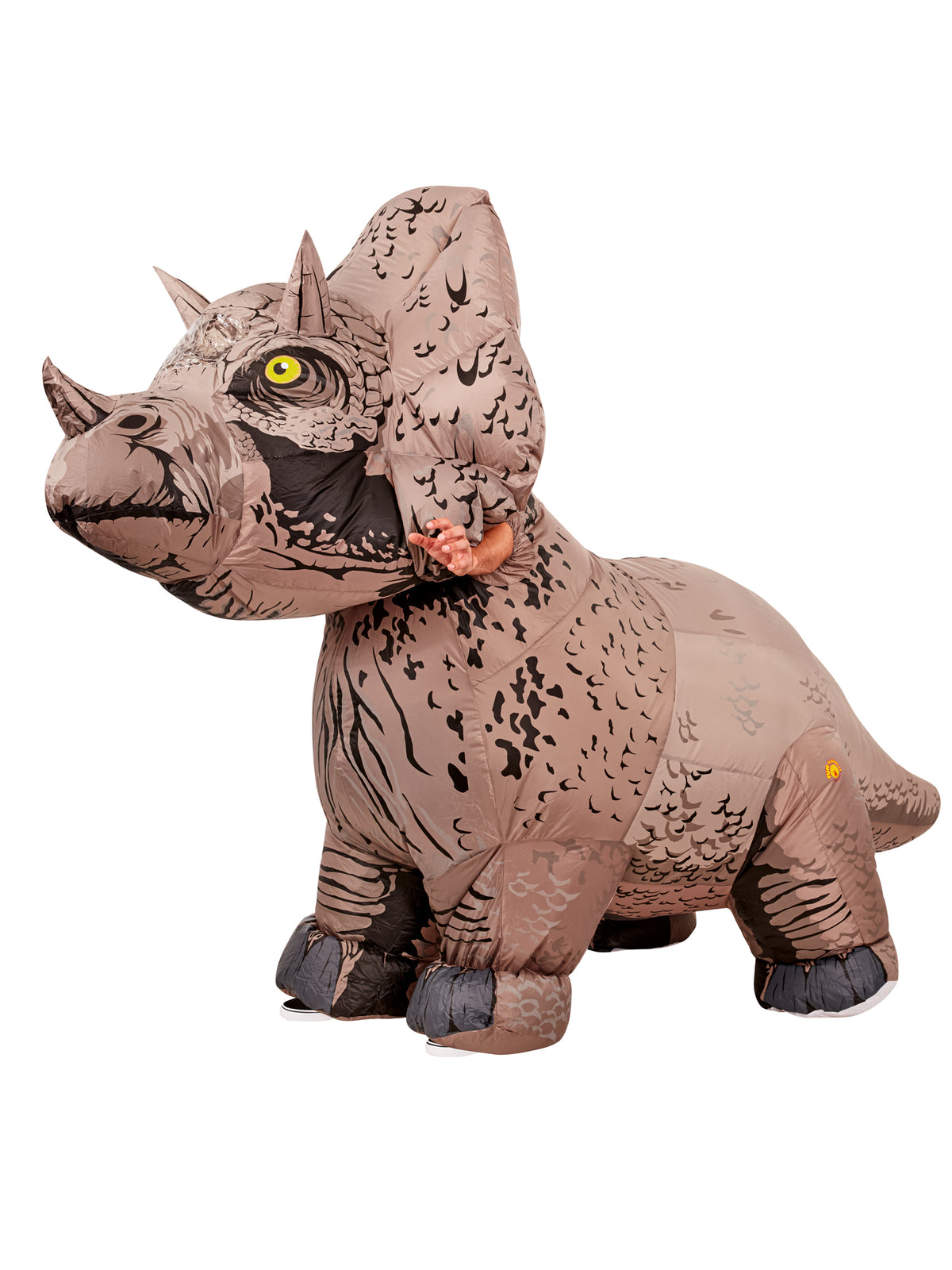 Rubies aufblasbares Triceratops-Kostüm für Erwachsene aus Jurassic World – Rückansicht