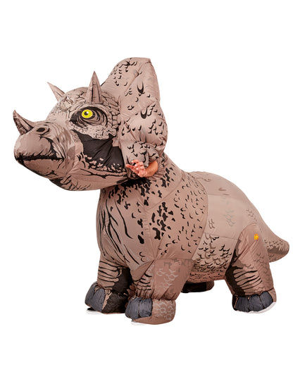 Rubies aufblasbares Triceratops-Kostüm für Erwachsene aus Jurassic World – Rückansicht