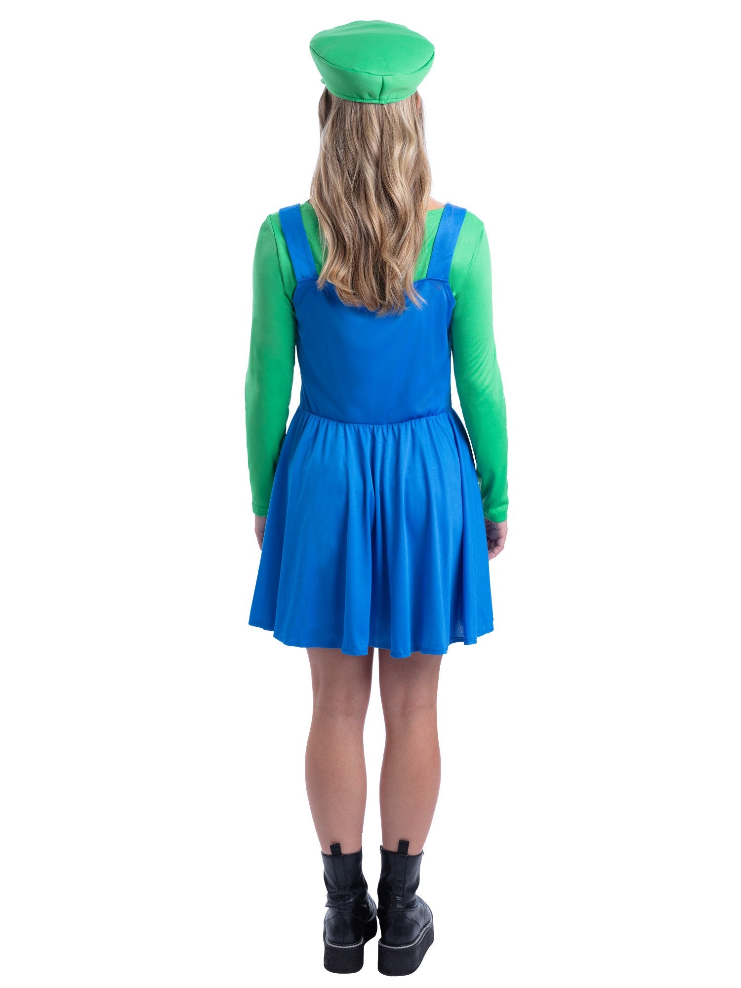 Smiffys Green Plumber Costume für Damen mit Top, Kleid und Cap – Detailansicht