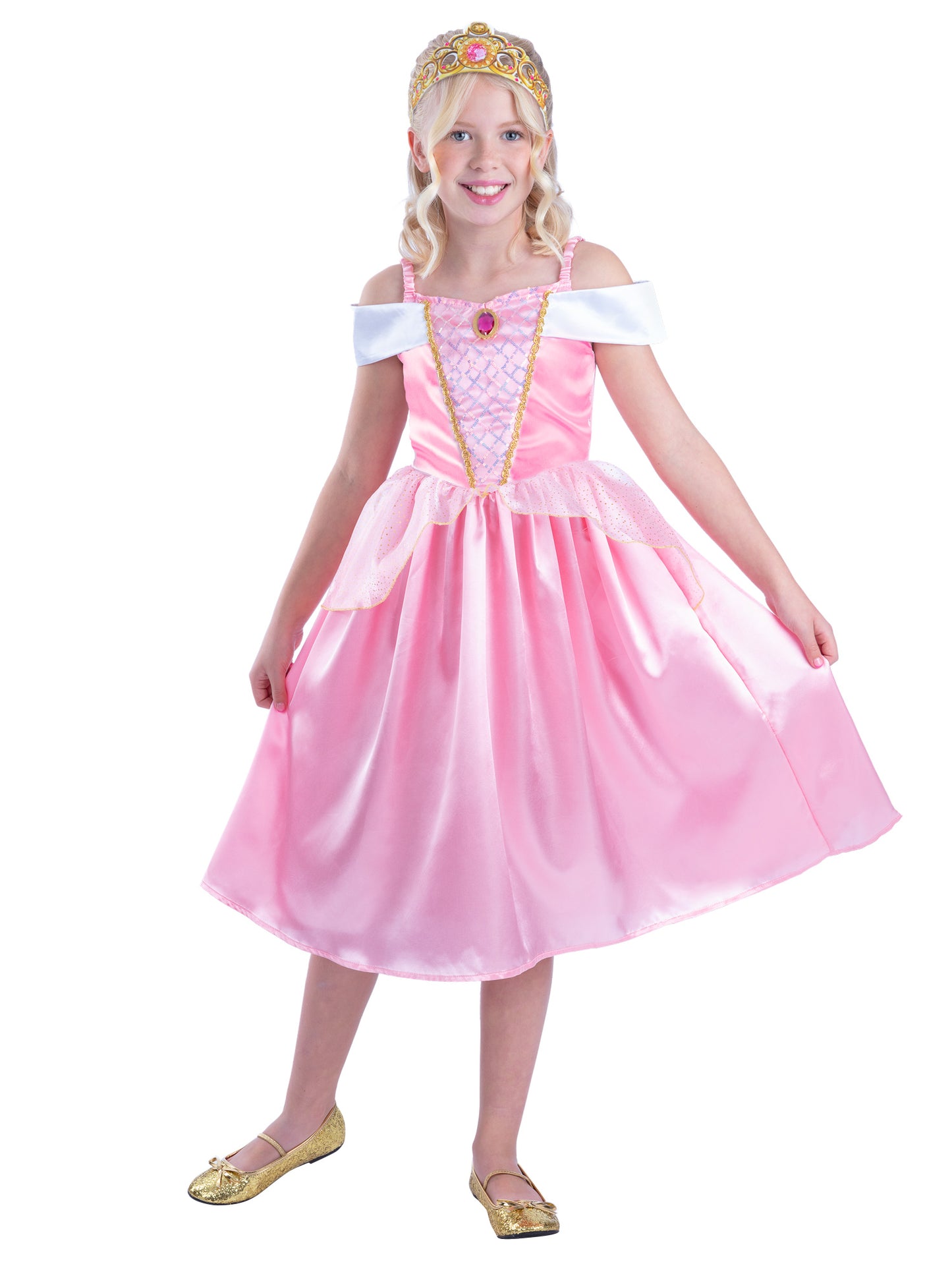 Smiffys Sleeping-Princess-Kostüm für Mädchen mit Kleid und Tiara