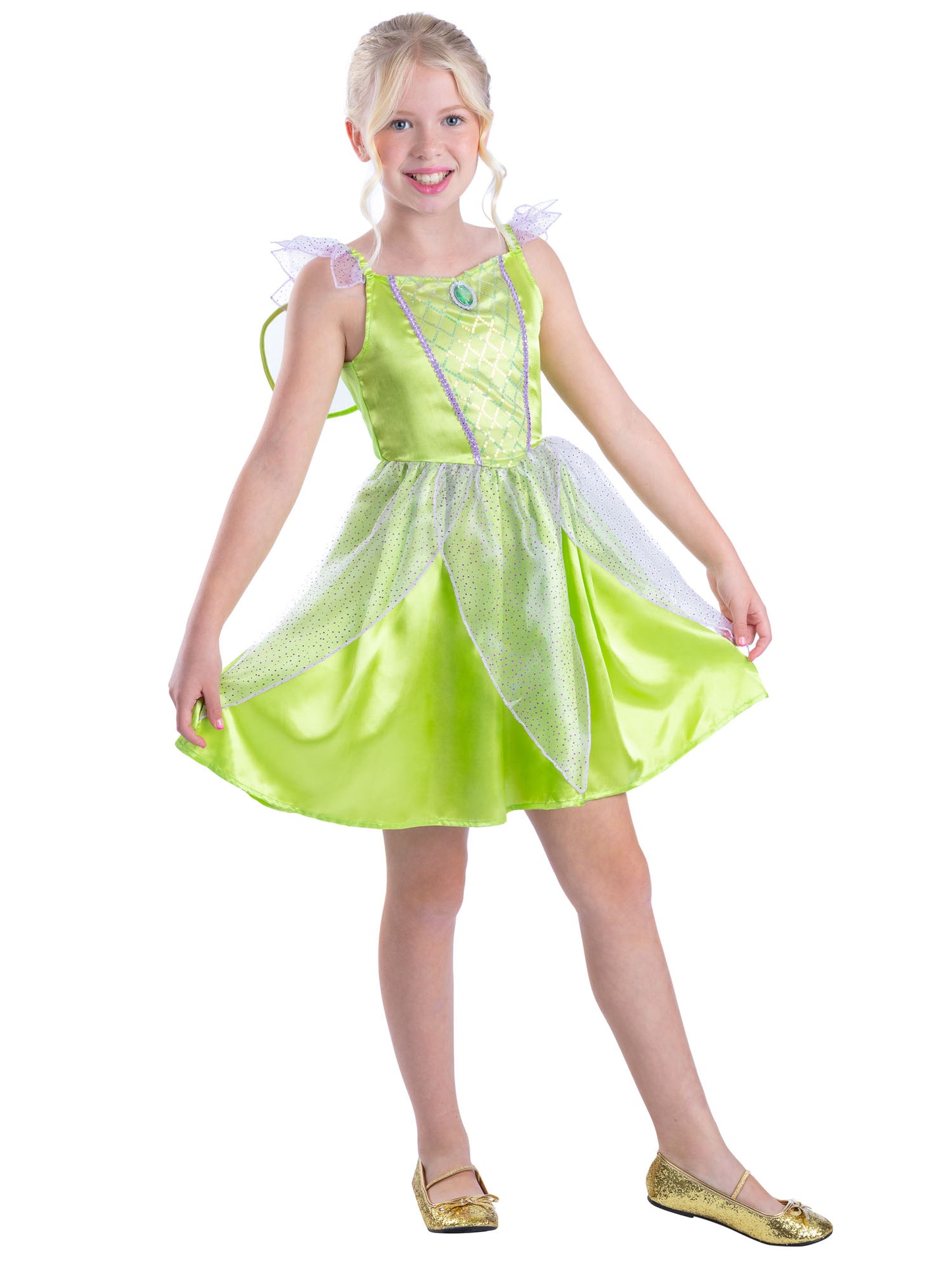Smiffys Green Fairy Kostüm für Mädchen mit Kleid und Flügeln