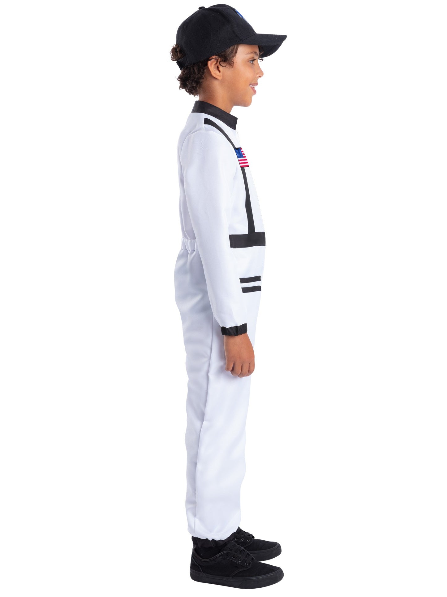 Smiffys Astronautenkostüm für Kinder mit Overall und Kappe – Seitenansicht