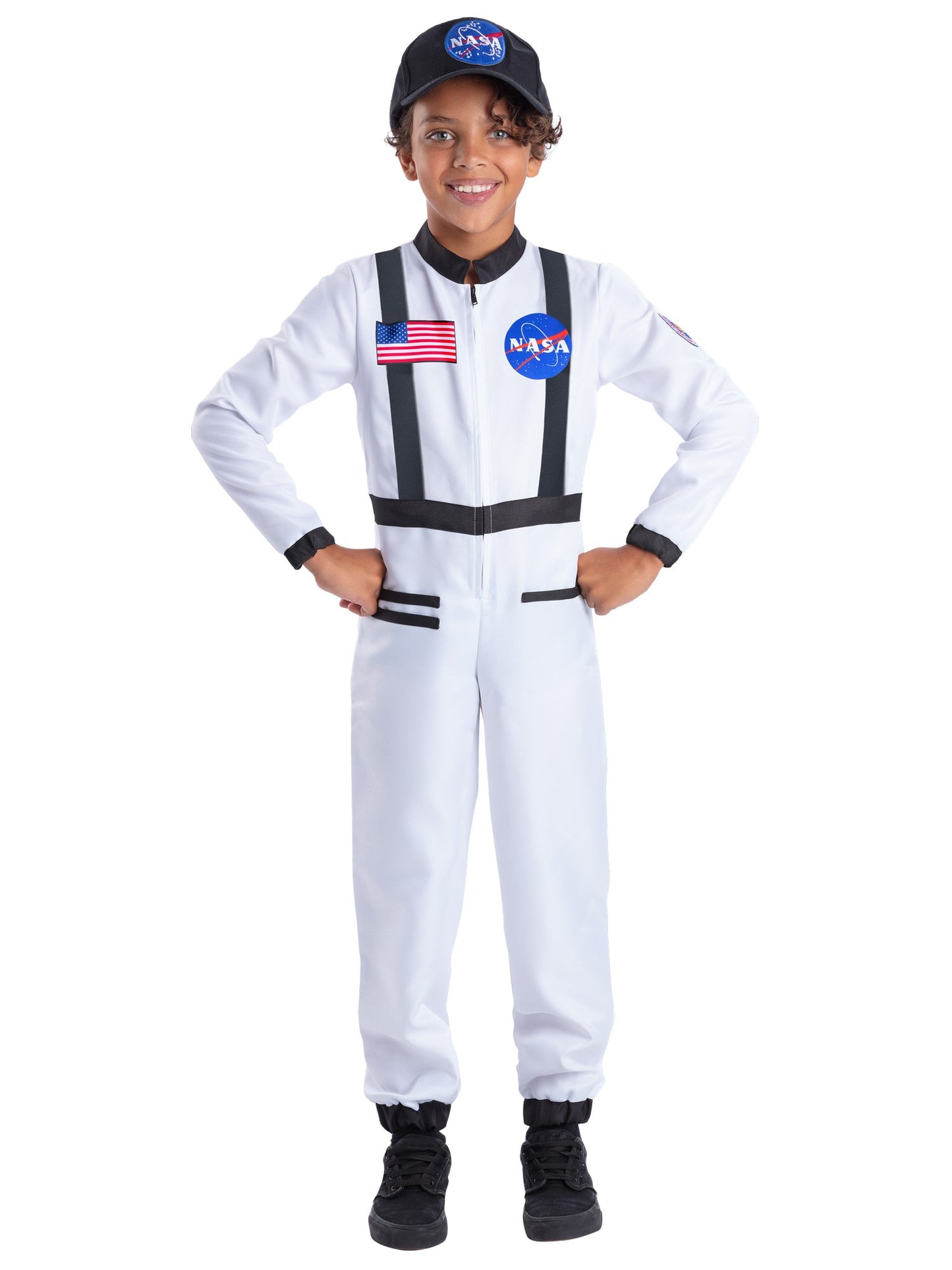 Smiffys Astronautenkostüm für Kinder mit Overall und Kappe – Produktansicht
