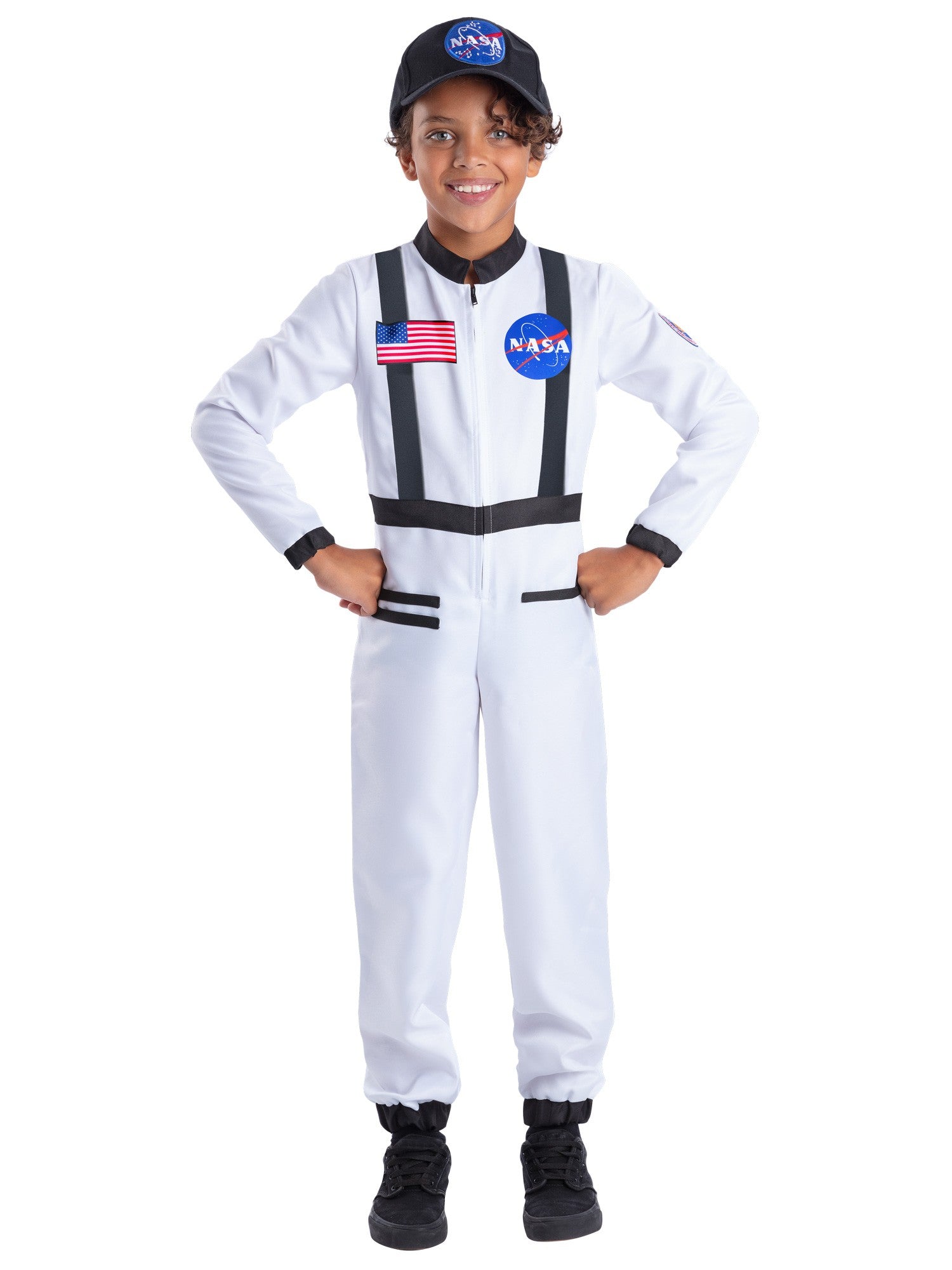 Smiffys Astronautenkostüm für Kinder mit Overall und Kappe – Produktansicht