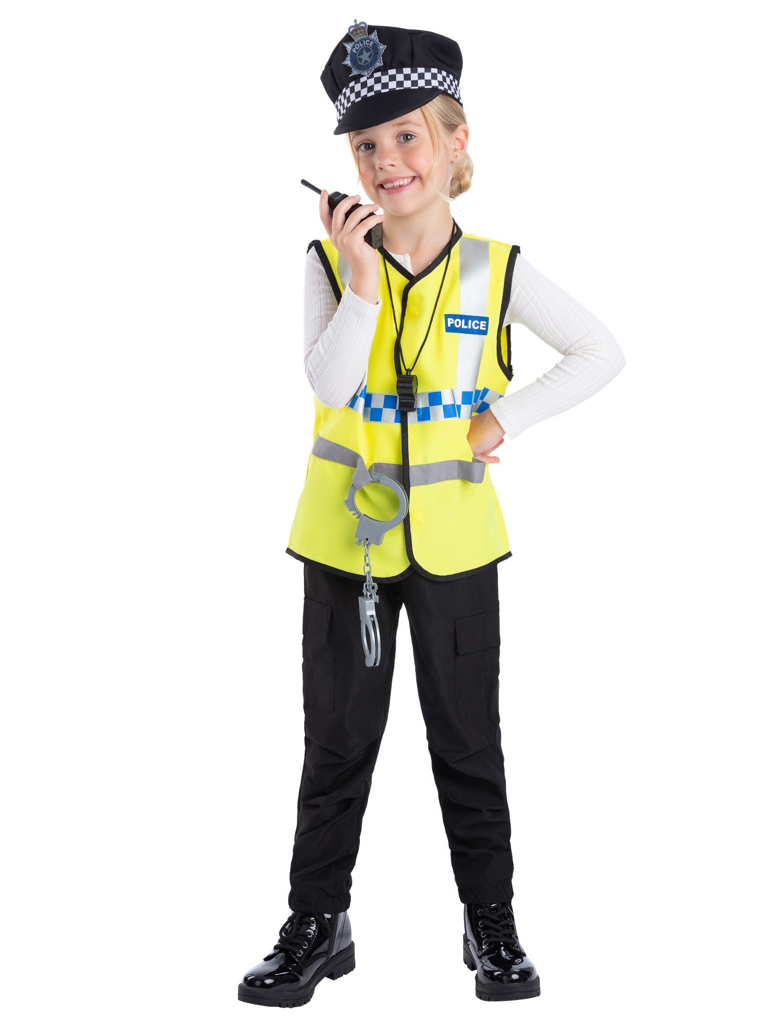 Smiffys UK-Polizei-Rollenspielset für Kinder mit Weste, Hut und Zubehör – Produktansicht