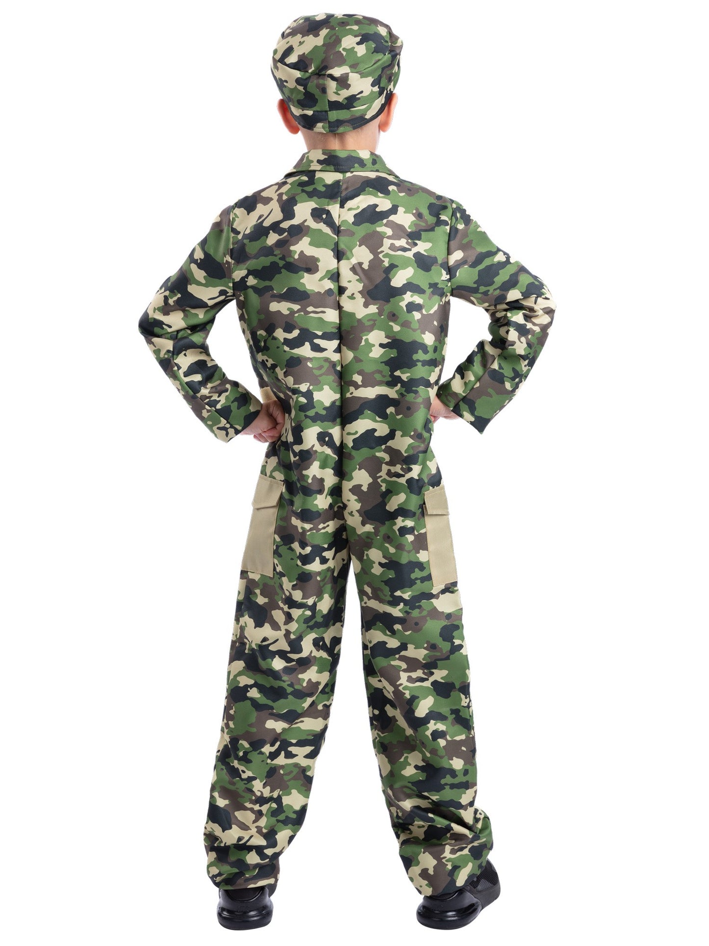 Smiffys Army-Kostüm für Kinder mit All-in-One und Hut – Detailansicht