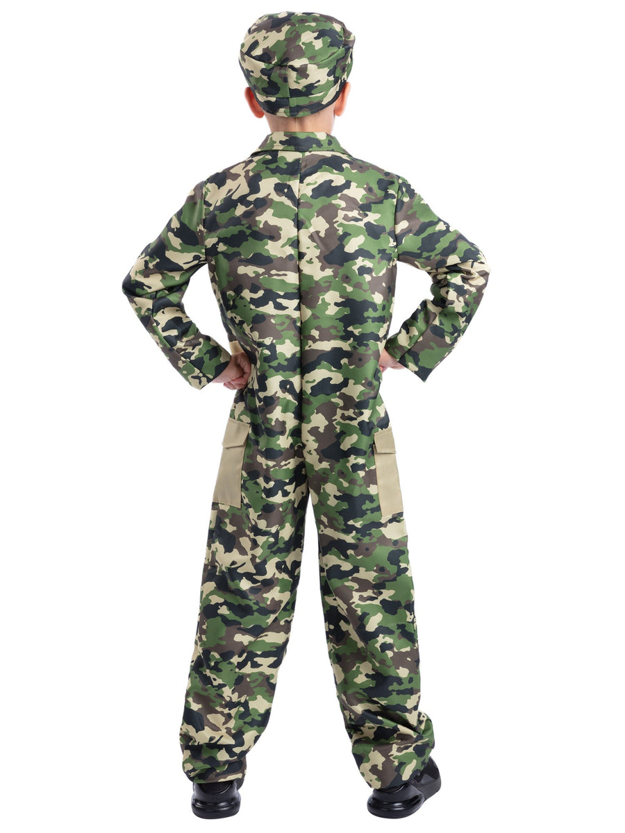 Smiffys Army-Kostüm für Kinder mit All-in-One und Hut – Detailansicht