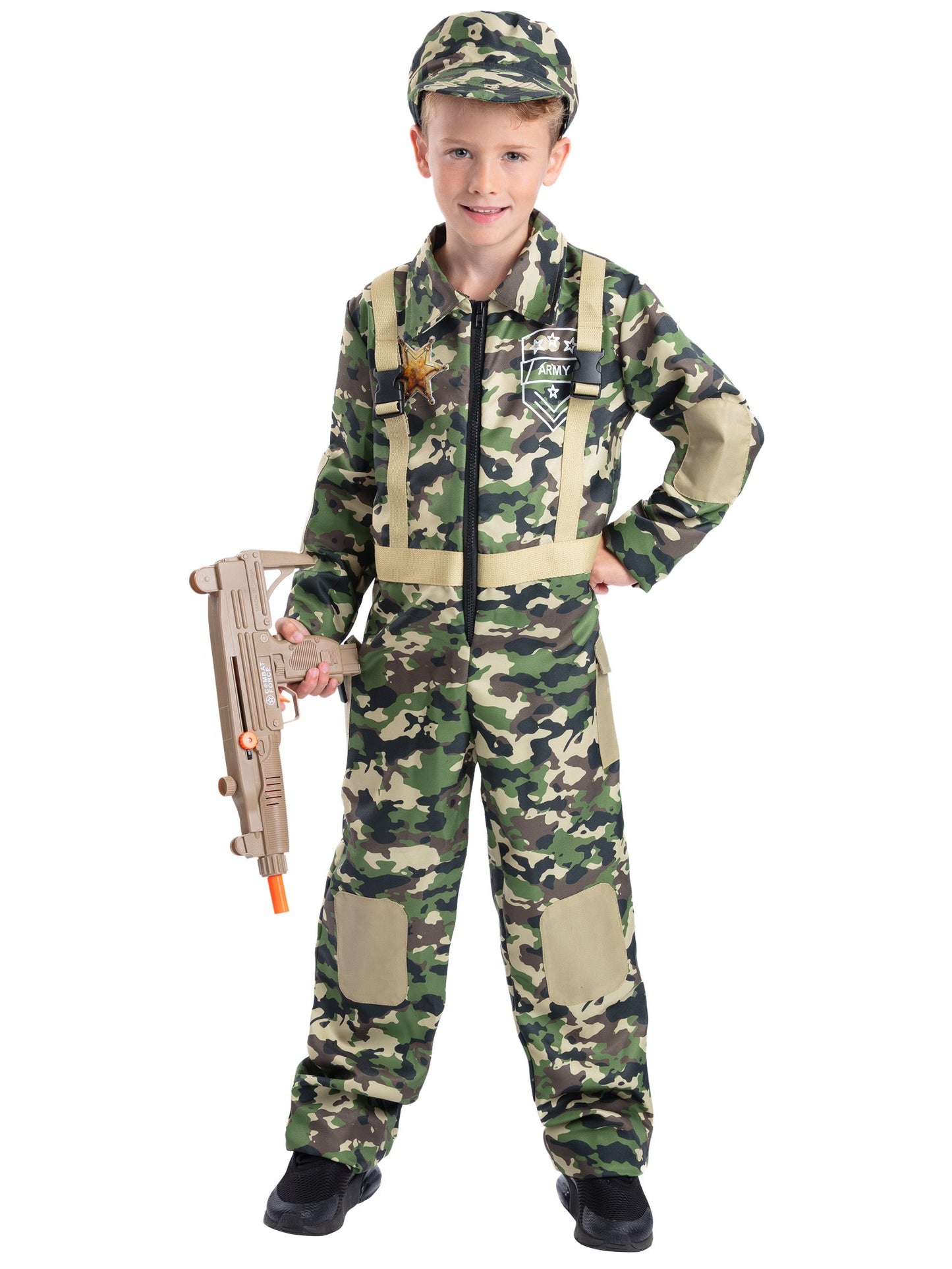 Smiffys Army-Kostüm für Kinder mit All-in-One und Hut – Produktansicht