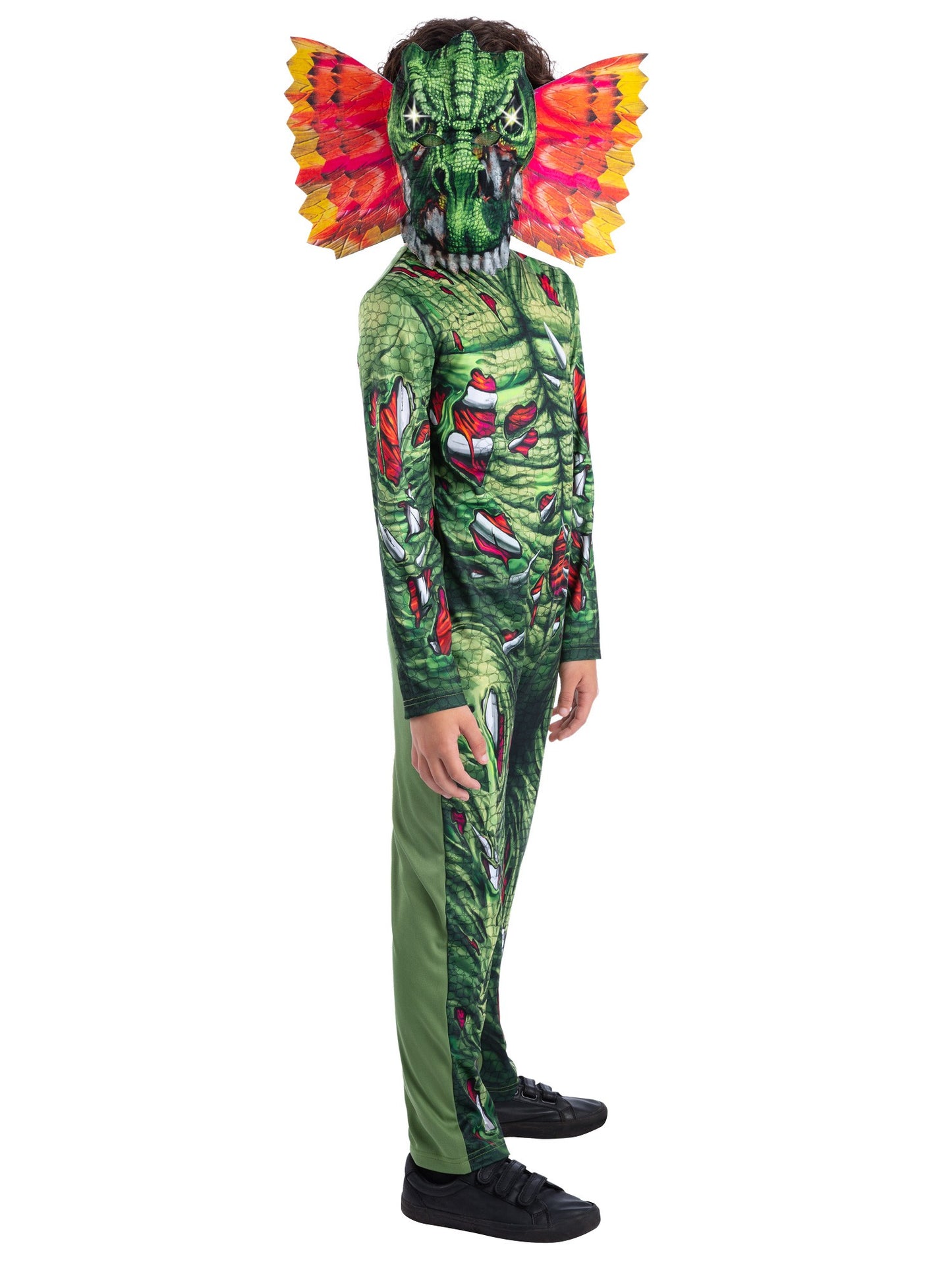 Smiffys Light Up Zombie Dilophosaurus Dinosaurierkostüm für Jungen – Seitenansicht