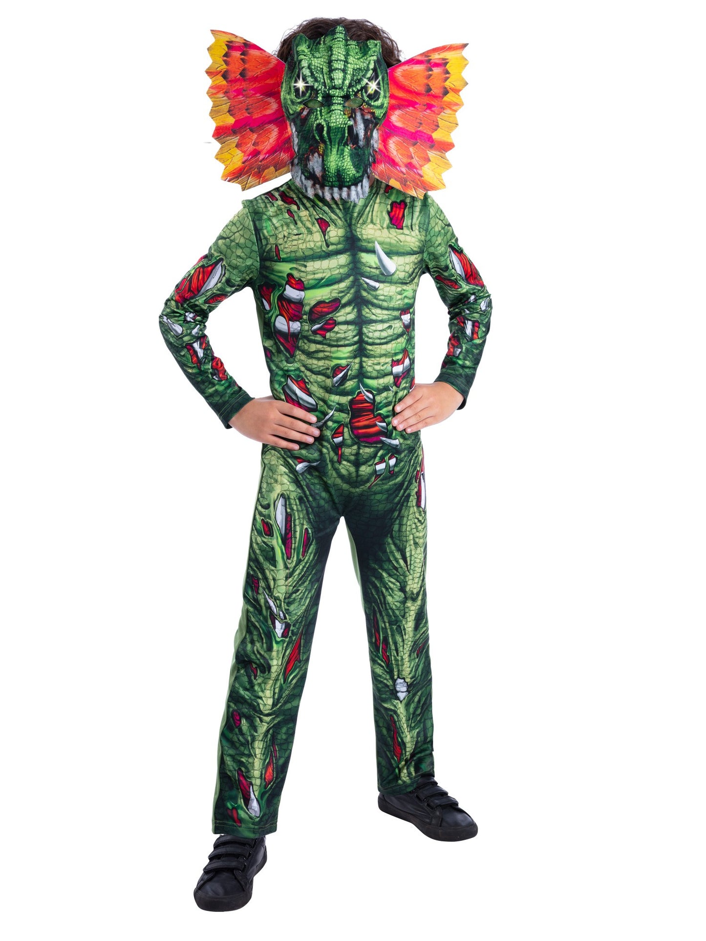 Smiffys Light Up Zombie Dilophosaurus Dinosaurierkostüm für Jungen – Produktansicht