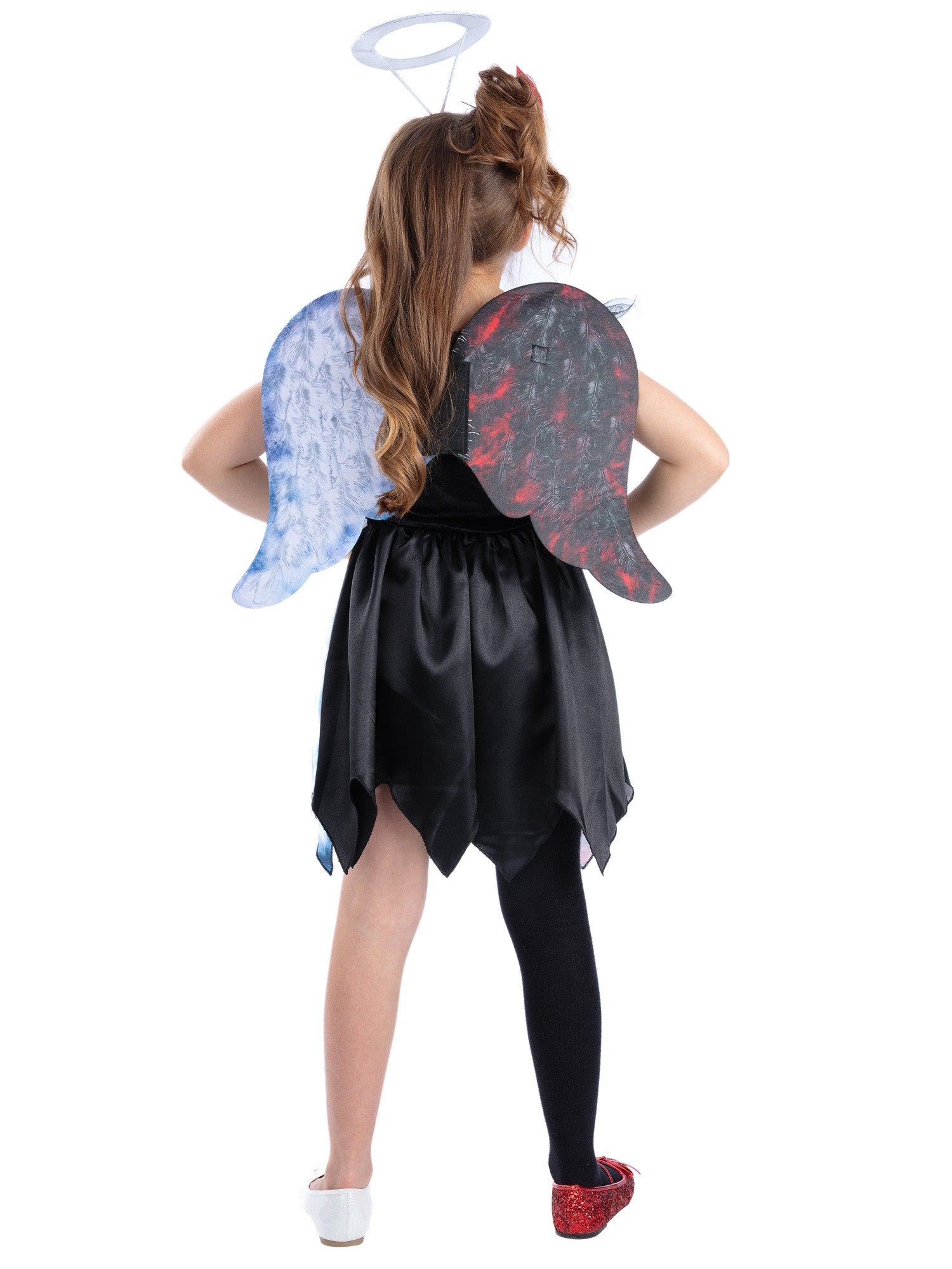 Smiffys Half Angel Half Devil Kostüm für Mädchen mit Kleid, Flügeln und Stirnband – Detailansicht