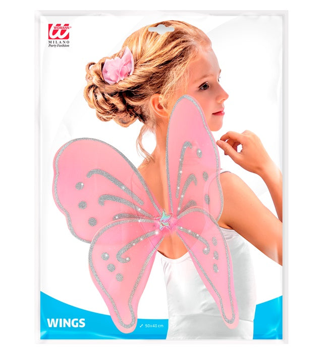 Rosa Fantasy Flügel 50x48 cm als Kostümzubehör für Fasnacht und Mottoparty
