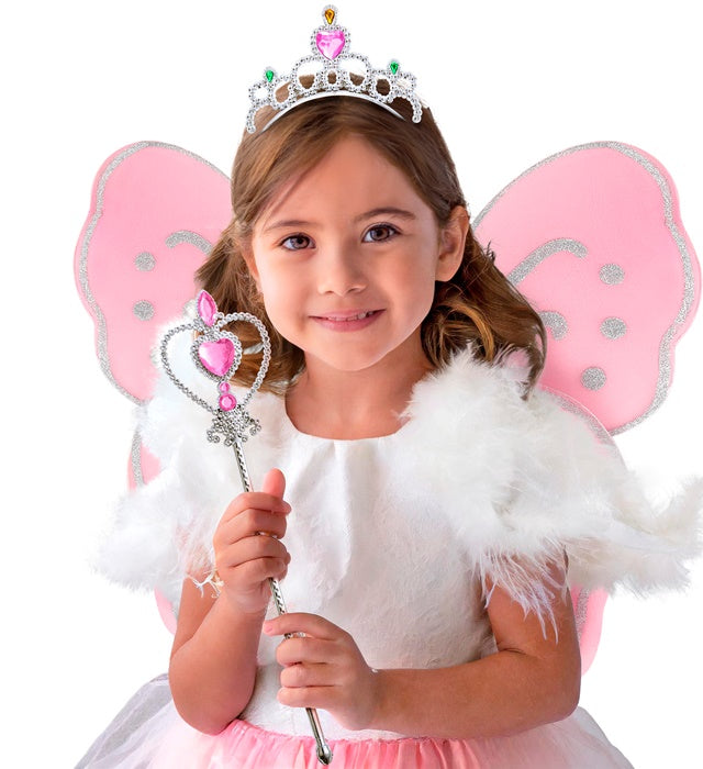 Rosa Fantasy Flügel 50x48 cm als Kostümzubehör für Fasnacht und Mottoparty