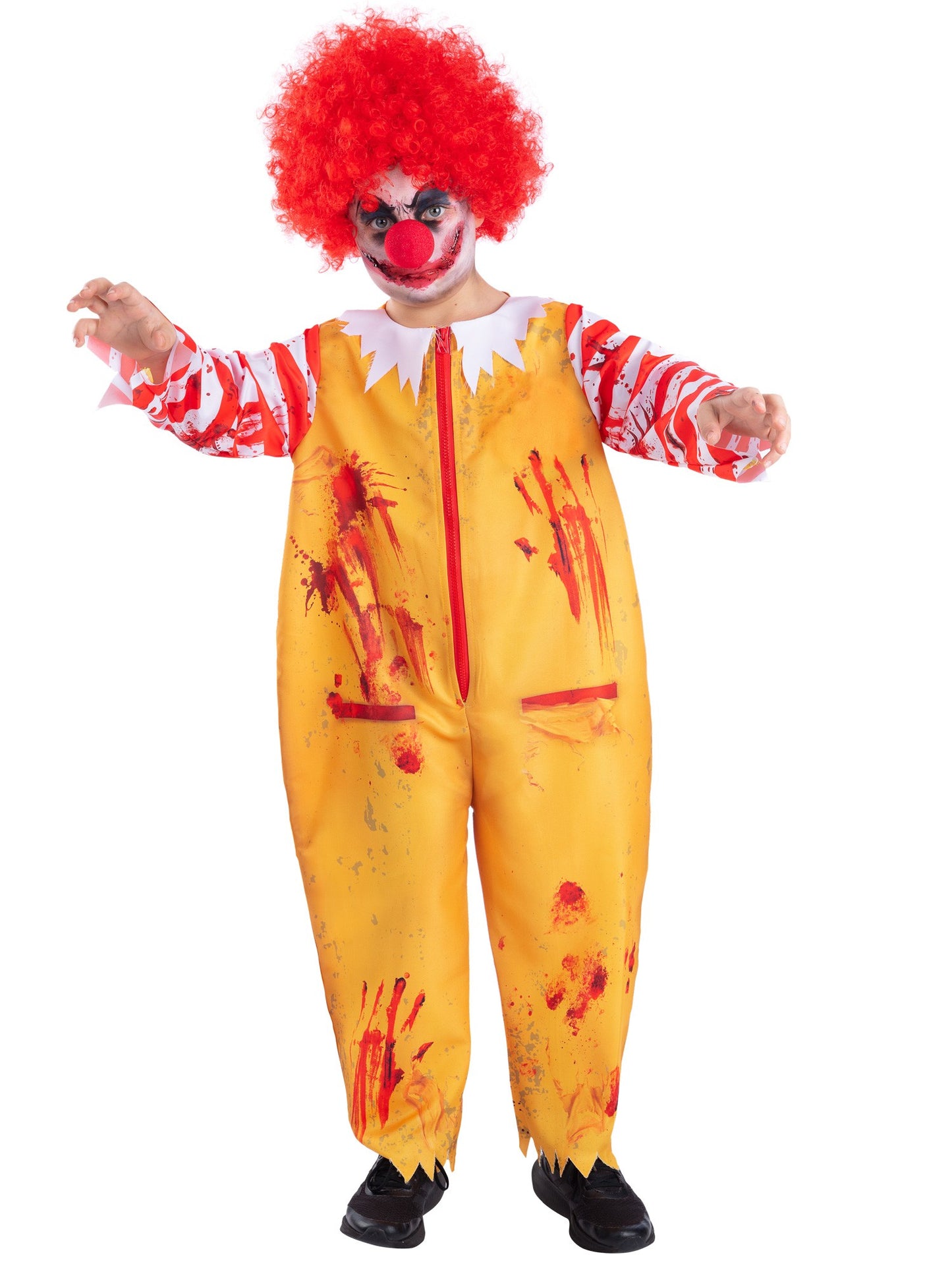 Smiffys Zombie-Clown-Kostüm für Kinder mit Overall und Perücke