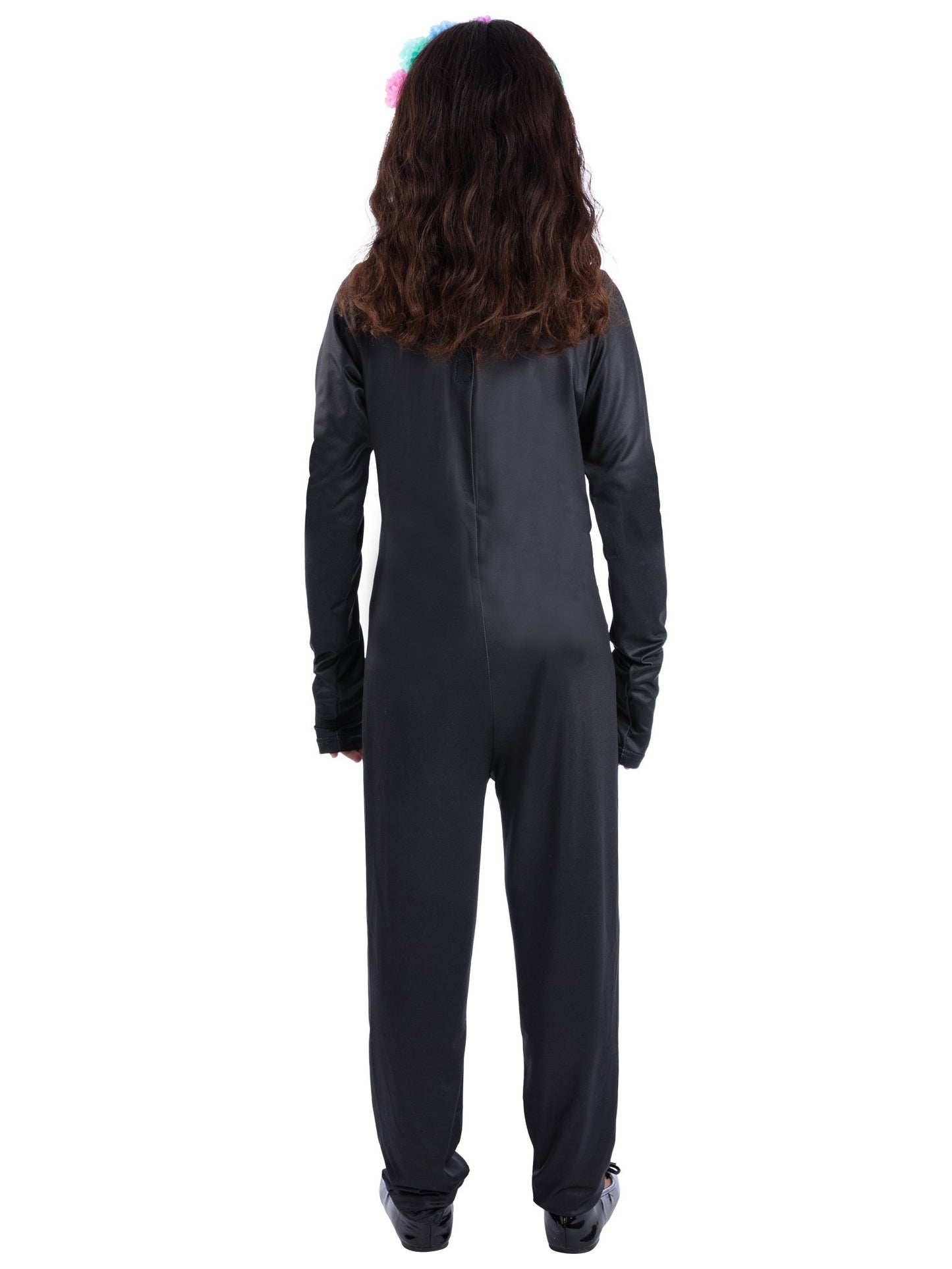 Smiffys Bright Bones Skelettkostüm für Mädchen mit Overall und Stirnband – Detailansicht