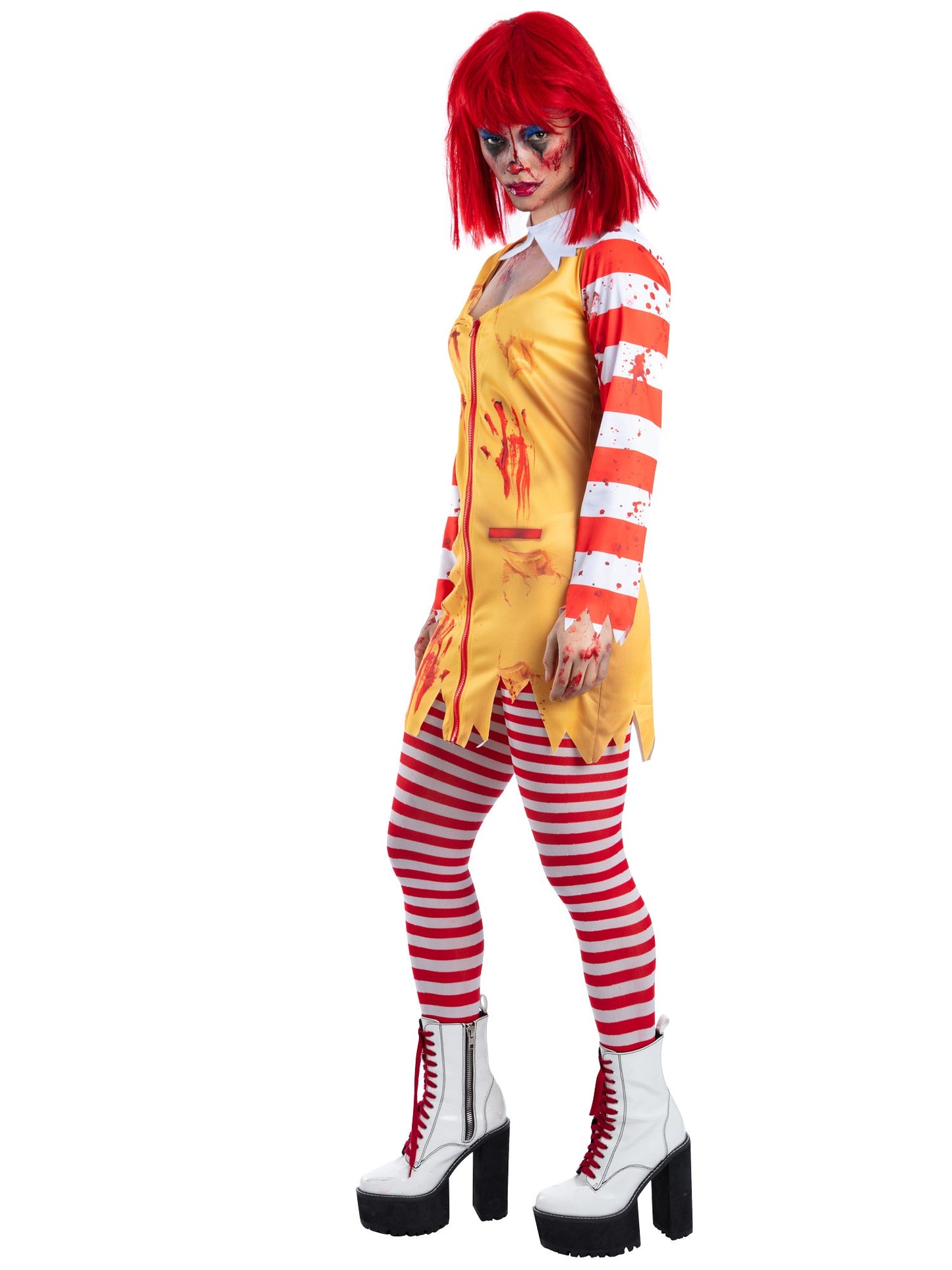Smiffys Kreepy Killer Clown Kostüm für Damen mit Kleid und Collar – Seitenansicht