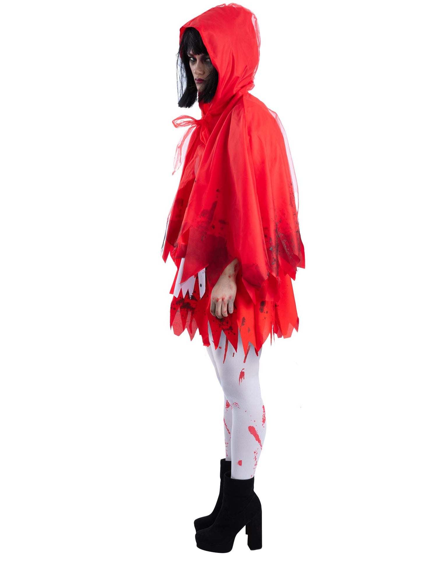 Smiffys Zombie Red Riding Hood Kostüm für Damen mit Kleid und Umhang – Seitenansicht