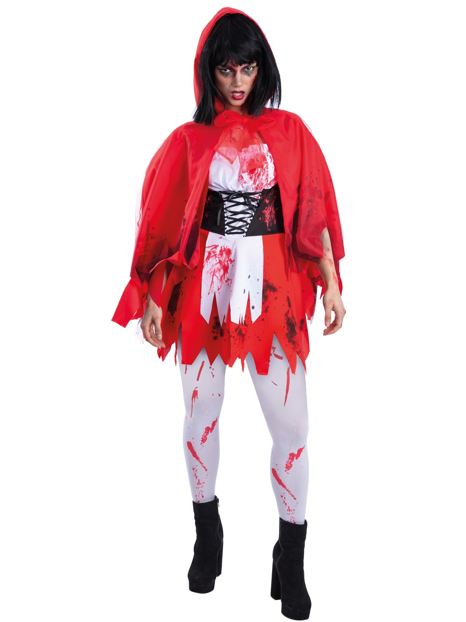 Smiffys Zombie Red Riding Hood Kostüm für Damen mit Kleid und Umhang – Produktansicht