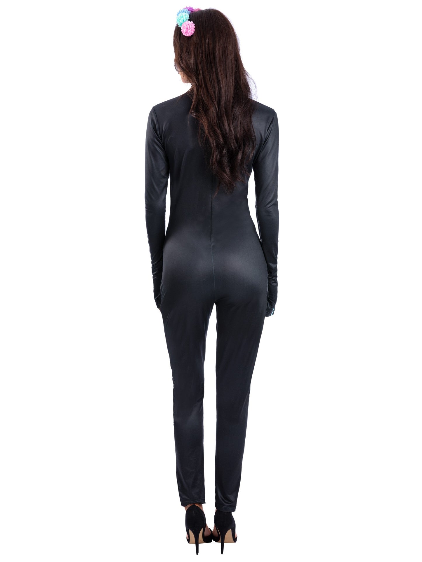 Smiffys Bright Bones Skeleton Kostüm für Damen mit Overall und Stirnband – Detailansicht