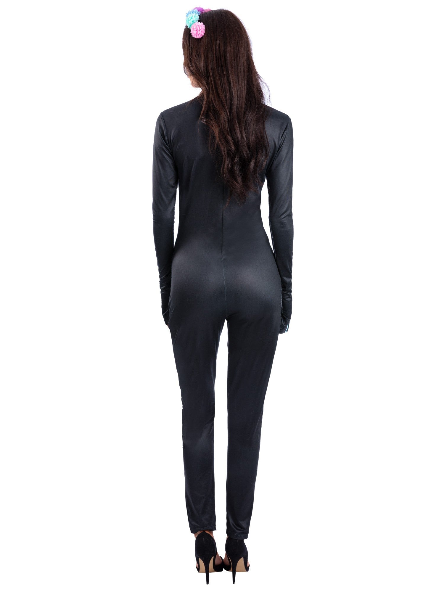 Smiffys Bright Bones Skeleton Kostüm für Damen mit Overall und Stirnband – Detailansicht