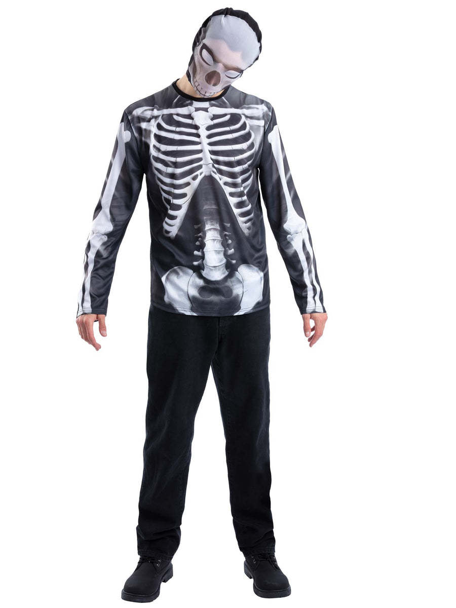 Smiffys Skeleton Kostümset für Herren mit Oberteil und Balaclava-Maske – Produktansicht