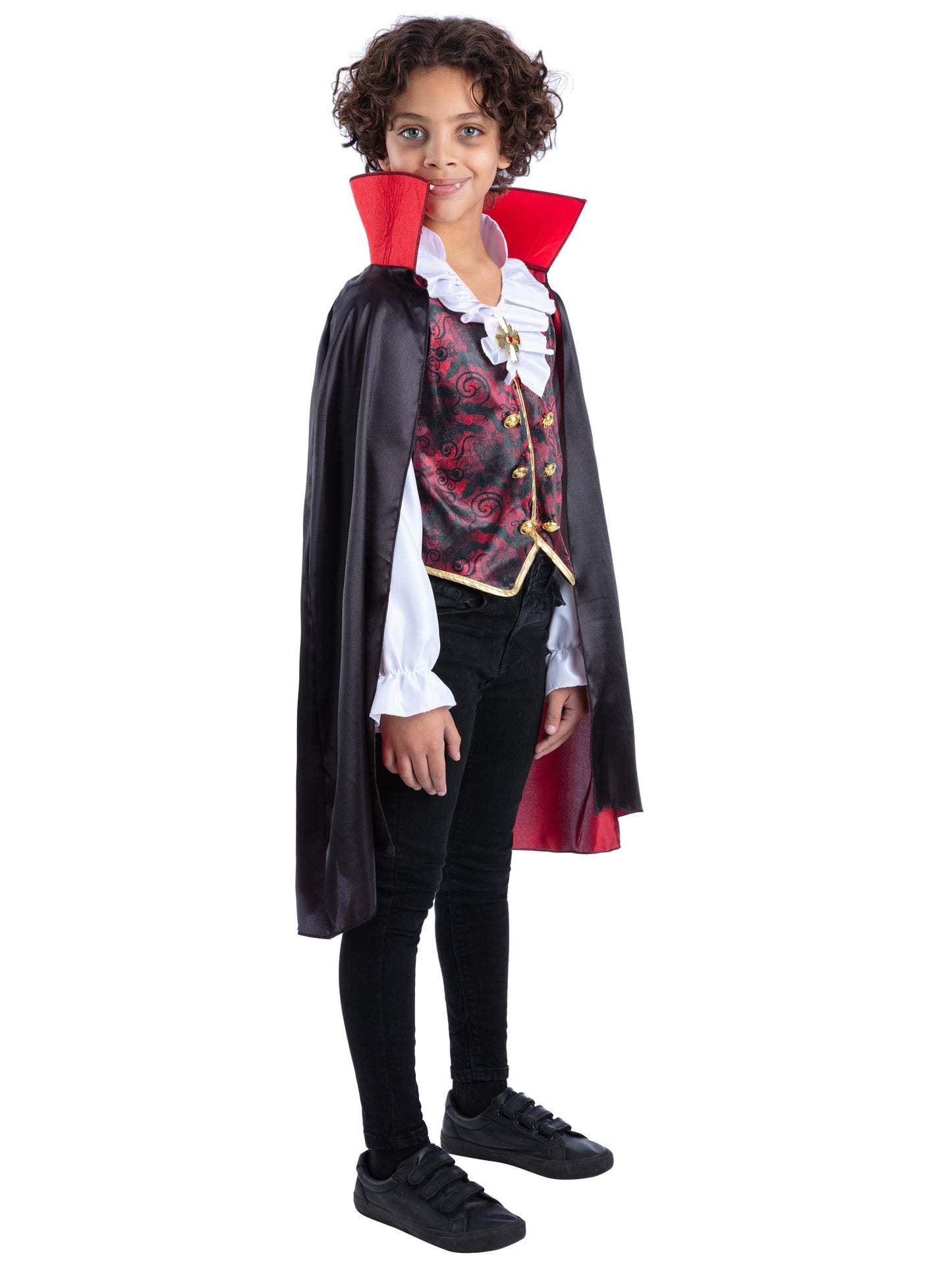 Smiffys Vampire-Kostüm für Jungen mit Umhang – Seitenansicht
