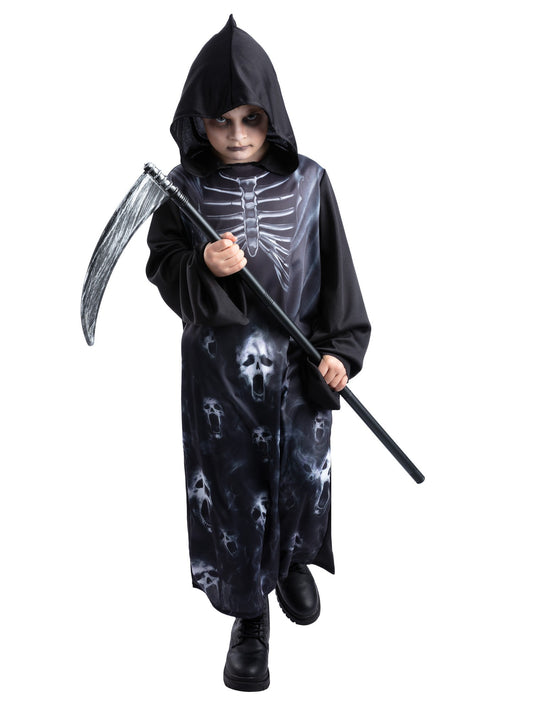 Smiffys Wizard Screaming Reaper Kostüm für Kinder mit Robe, Kapuze und Sense – Produktansicht