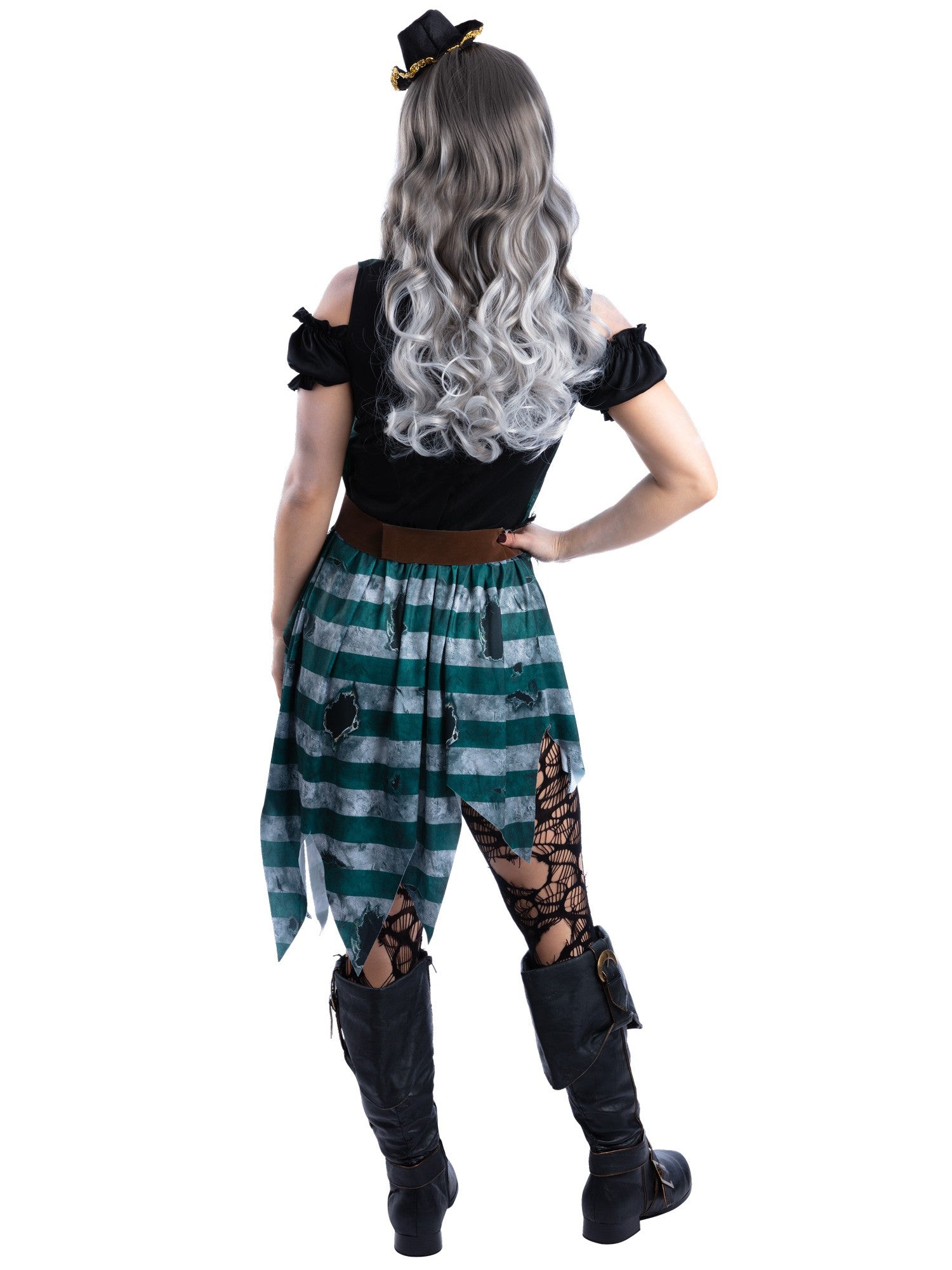 Smiffys Skeleton Pirate Buccaneer Kostüm für Damen mit Kleid, Gürtel und Hut – Detailansicht