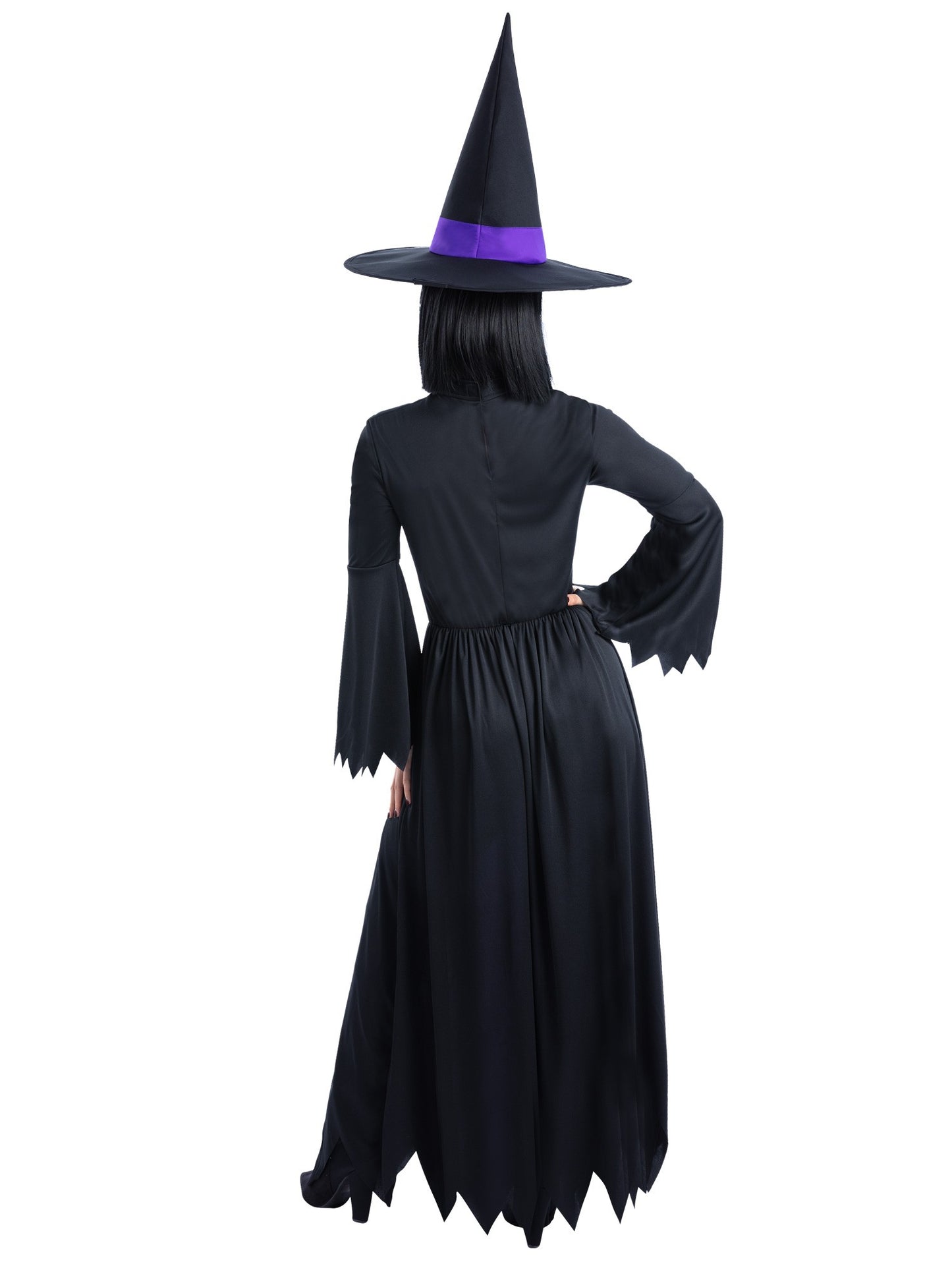 Smiffys Bewitched Hexenkostüm Purple für Damen mit Kleid und Hut – Detailansicht