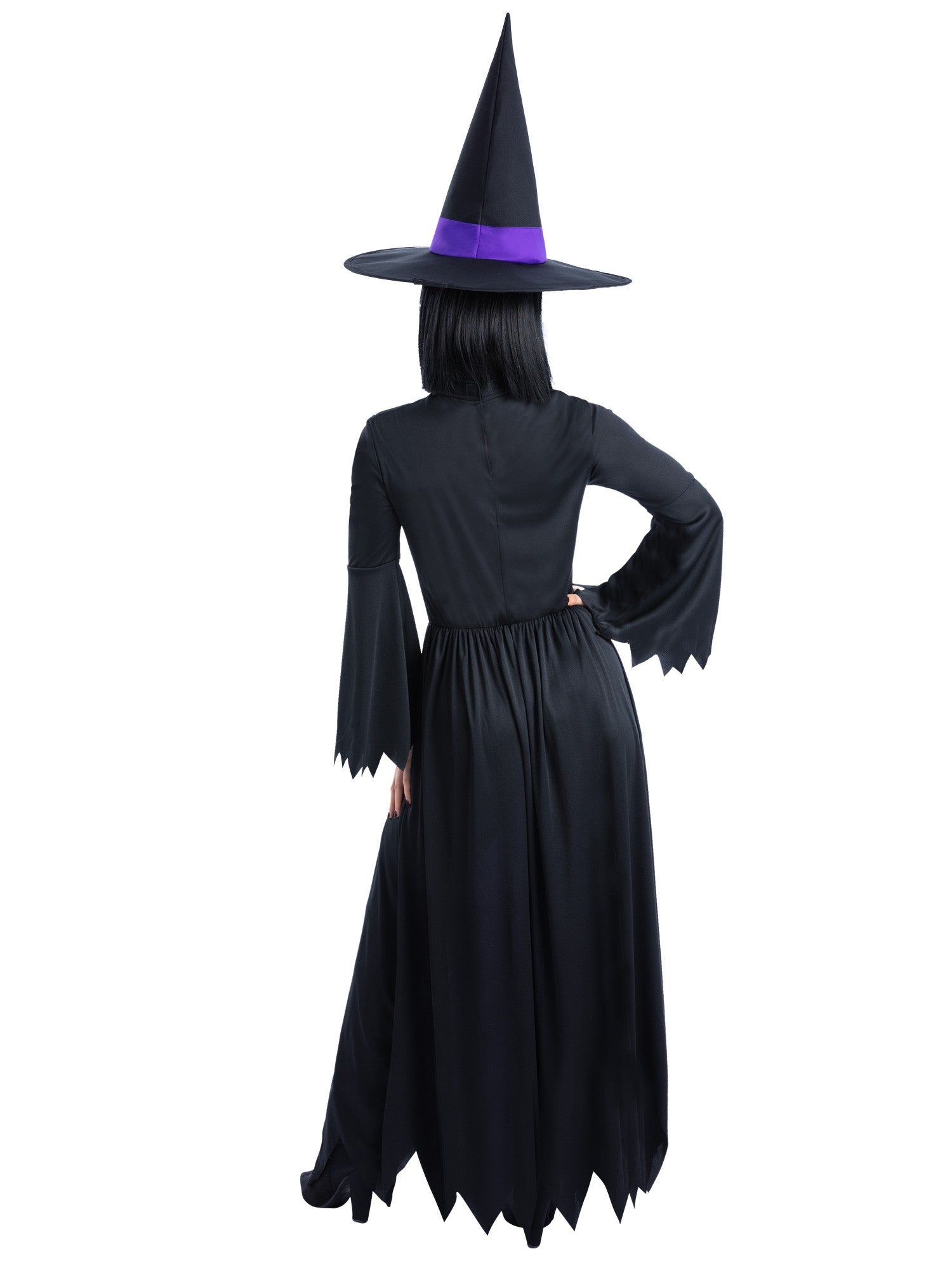 Smiffys Bewitched Hexenkostüm Purple für Damen mit Kleid und Hut – Detailansicht