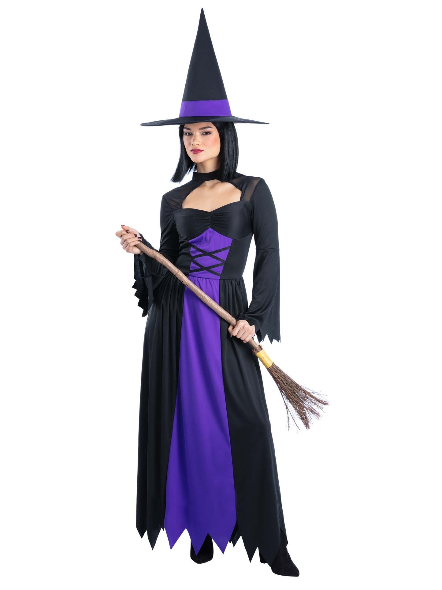 Smiffys Bewitched Hexenkostüm Purple für Damen mit Kleid und Hut – Produktansicht