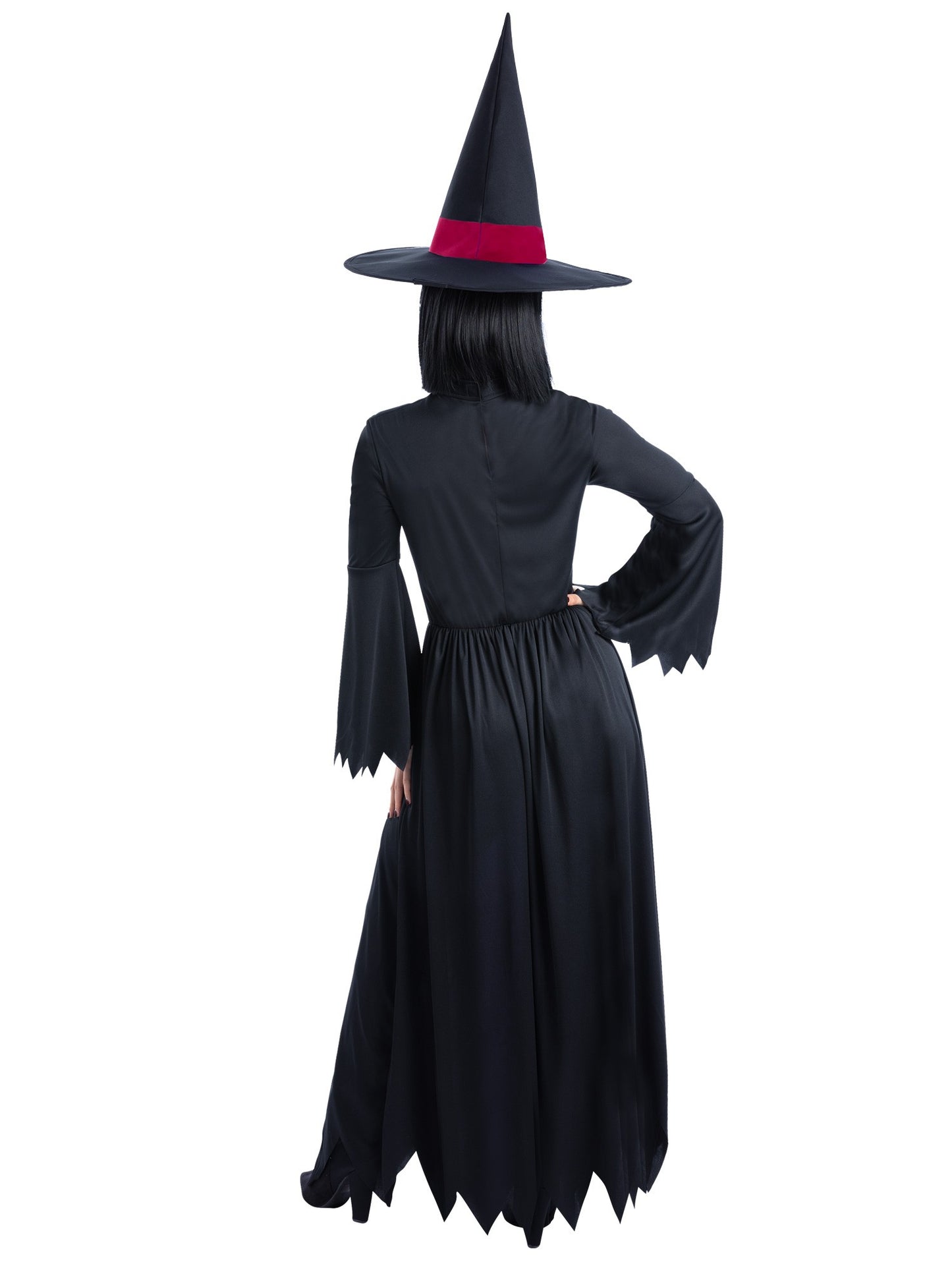 Smiffys Bewitched Kostüm rot für Damen mit Kleid und Hut – Detailansicht