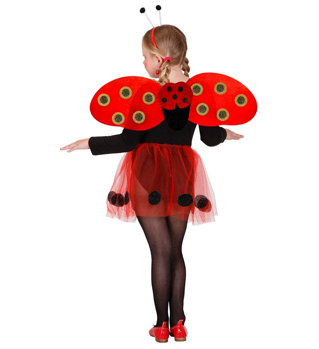 Marienkäfer Kostüm Set mit rotem Tutu, schwarzen Punkten, Flügeln und Antennen