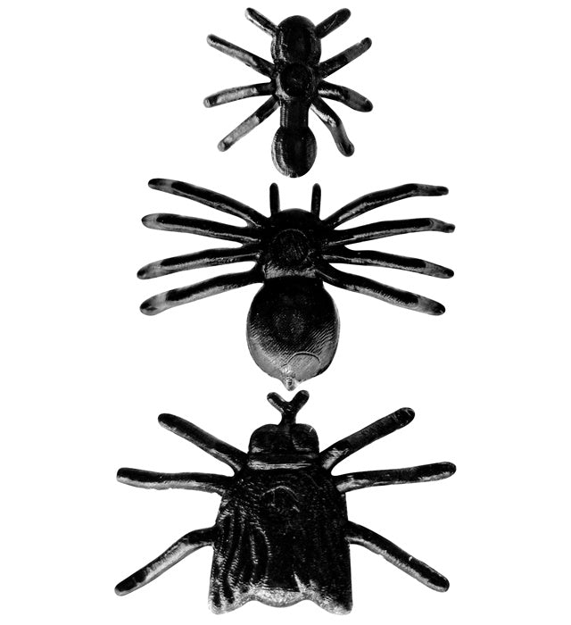 Set aus 50 Ameisen, 25 Spinnen und 25 Fliegen als Fasnachtsdekoration