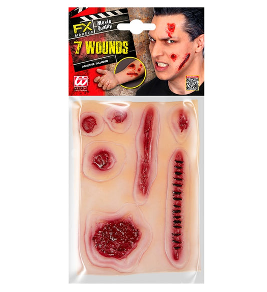 7 Wunden Maske mit realistischer Wunddarstellung für Halloween und Fasnacht