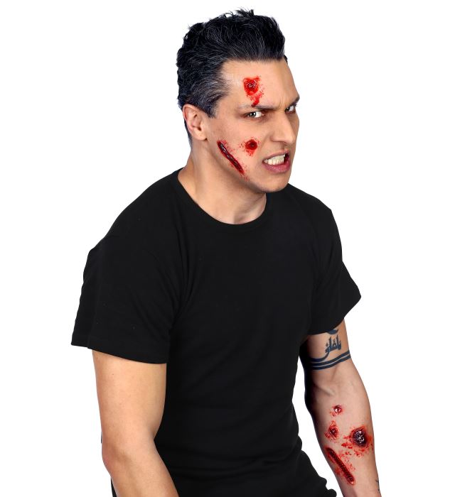 7 Wunden Maske mit realistischer Wunddarstellung für Halloween und Fasnacht
