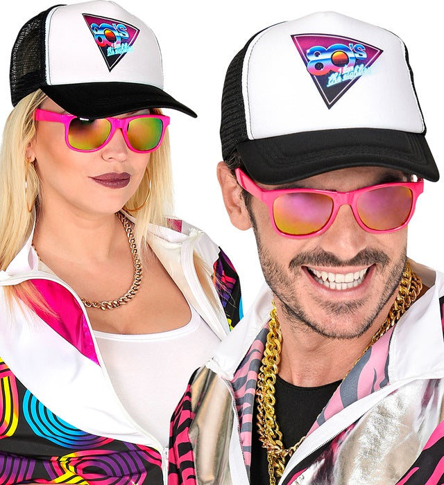 80er Jahre Basecap in knalligem Design als Fasnachts- und Mottoparty Accessoire