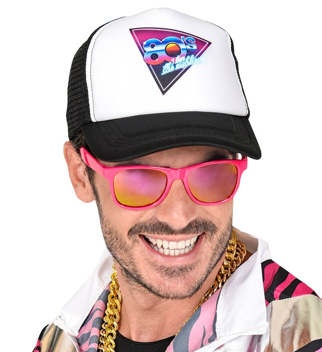 80er Jahre Basecap in knalligem Design als Fasnachts- und Mottoparty Accessoire