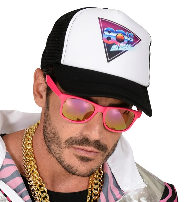 80er Jahre Basecap in knalligem Design als Fasnachts- und Mottoparty Accessoire