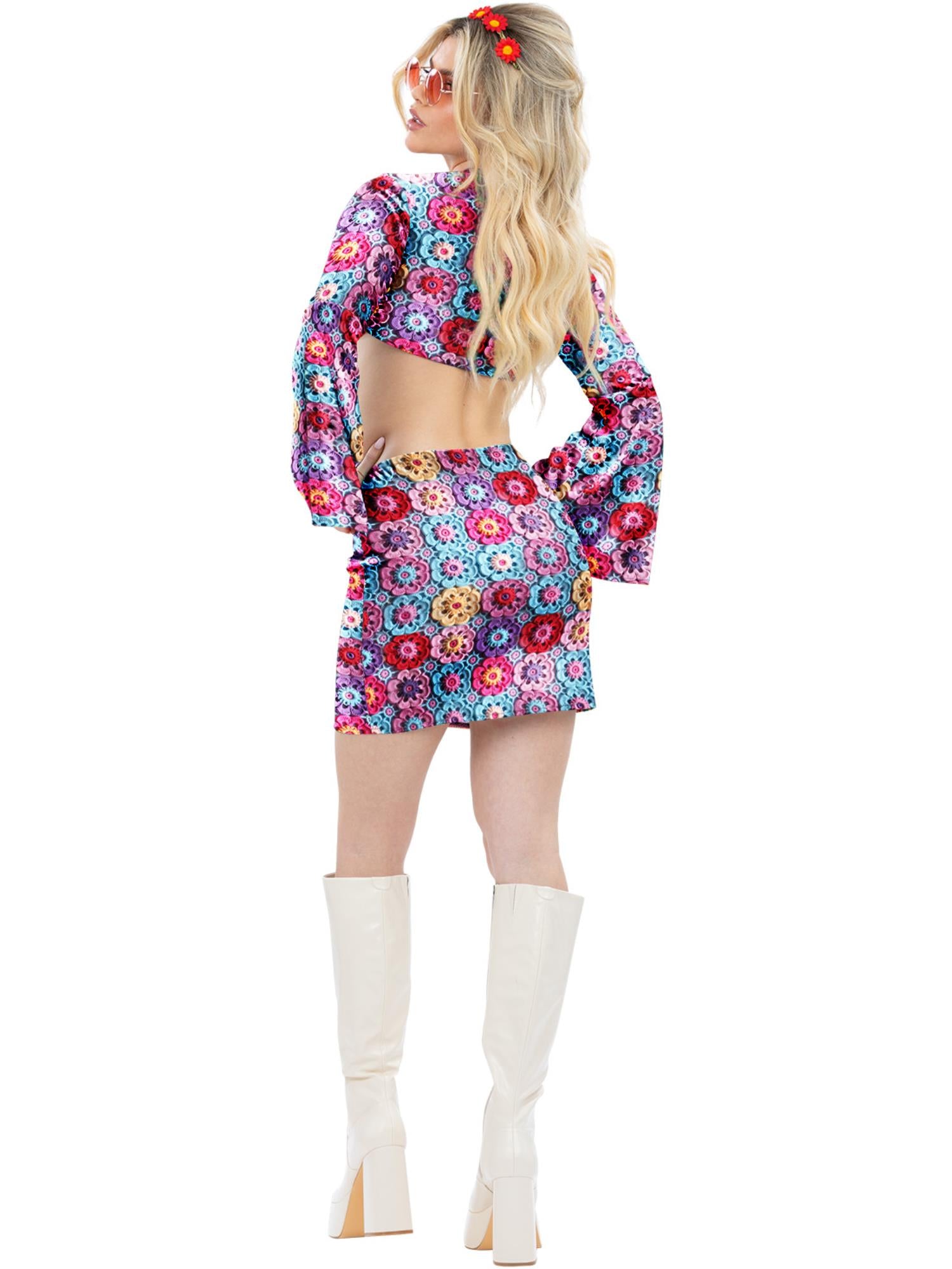 Smiffys Fever Rainbow 60s Crochet Kostüm für Damen, mehrfarbig mit Oberteil und Rock – Detailansicht