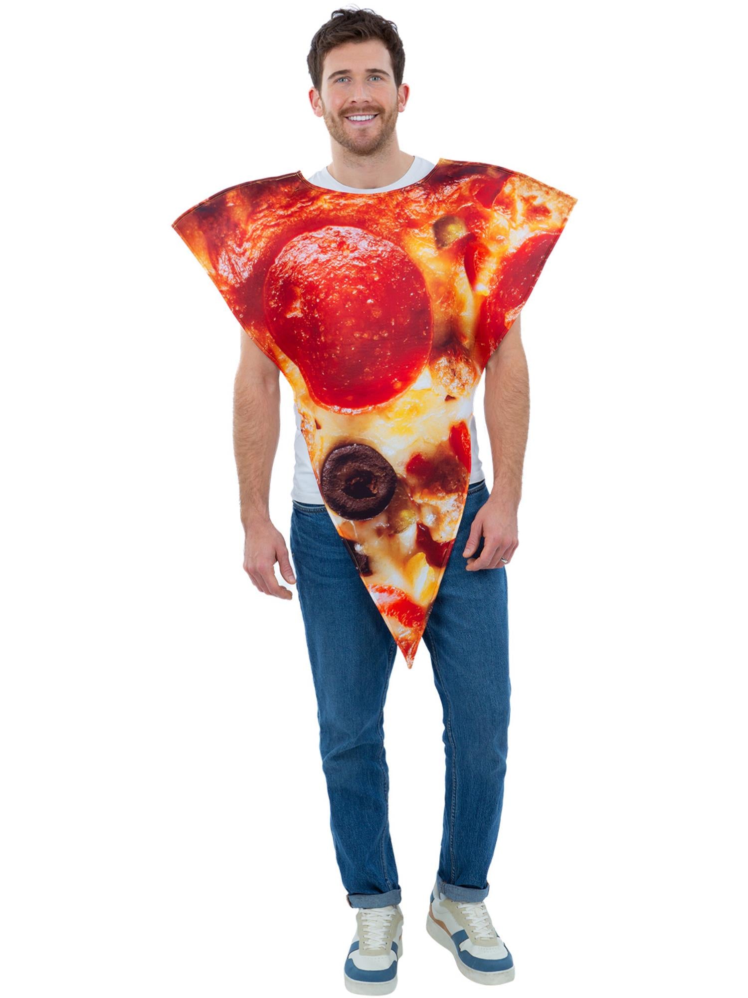 Smiffys Pizza-Scheibe-Kostüm als mehrfarbiger Poncho für Erwachsene