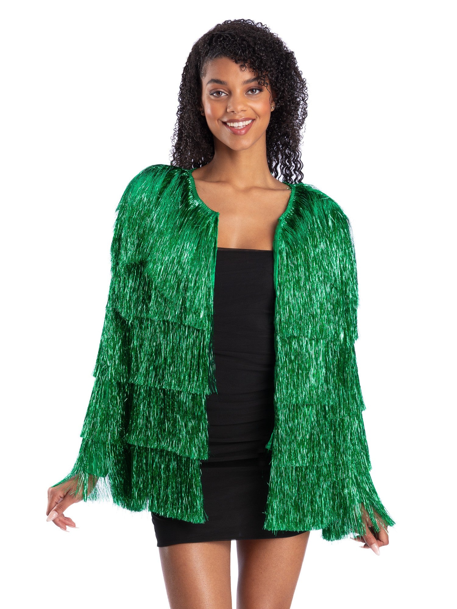 Smiffys grüne Tinsel Festival Jacket für Damen