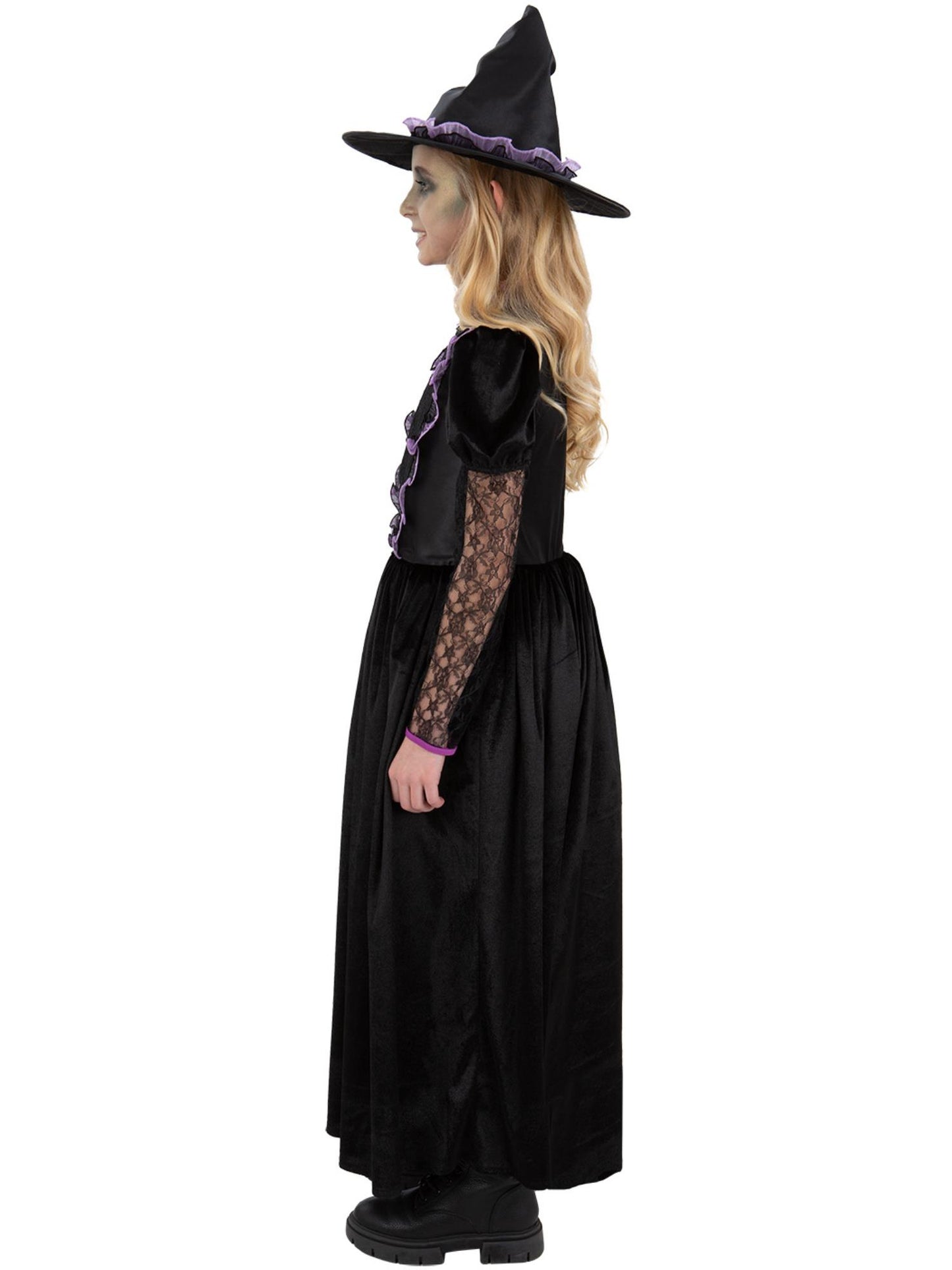 Smiffys Witch from the West Kostüm für Mädchen mit Kleid und Hut – Seitenansicht
