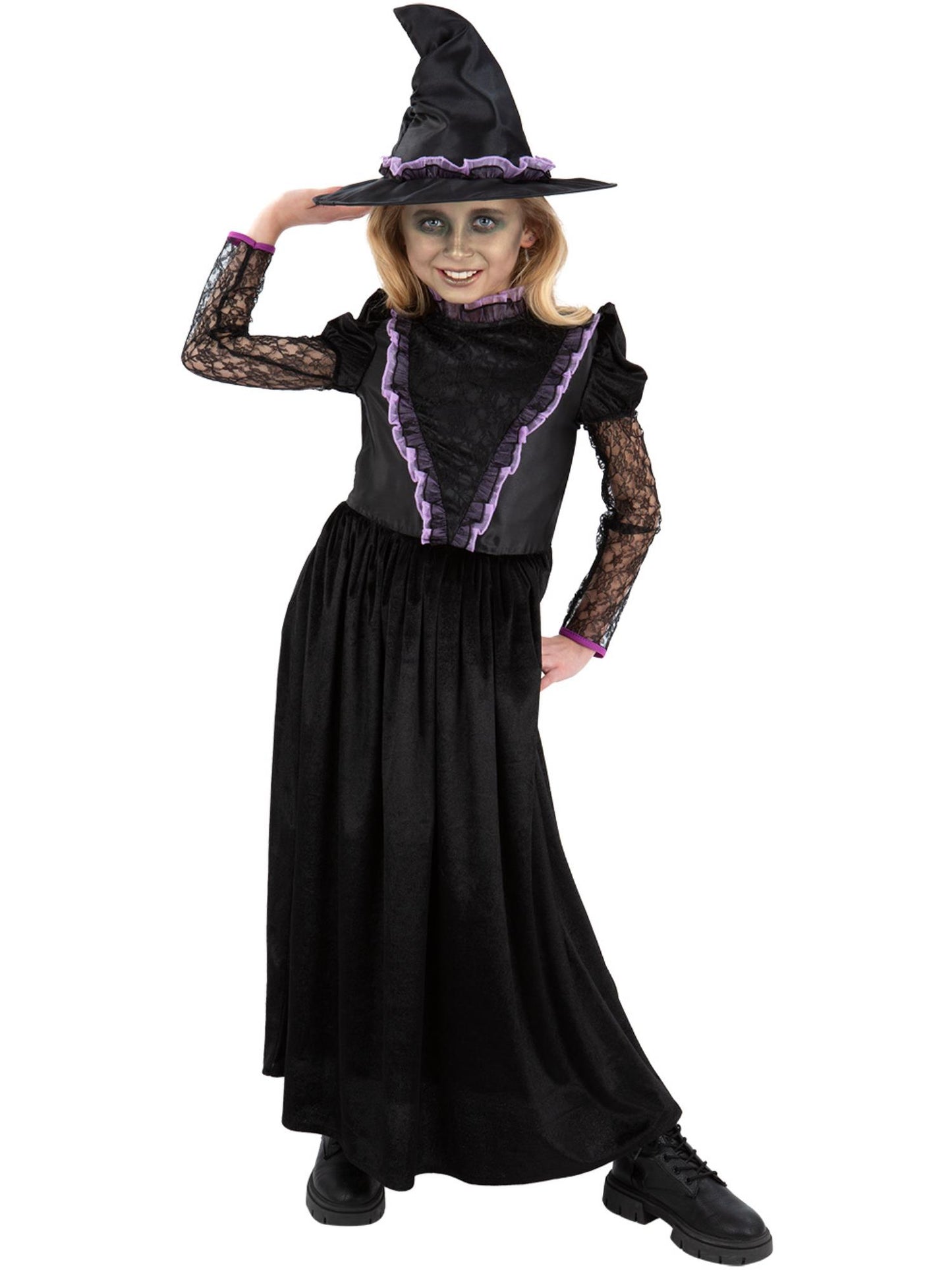 Smiffys Witch from the West Kostüm für Mädchen mit Kleid und Hut – Produktansicht
