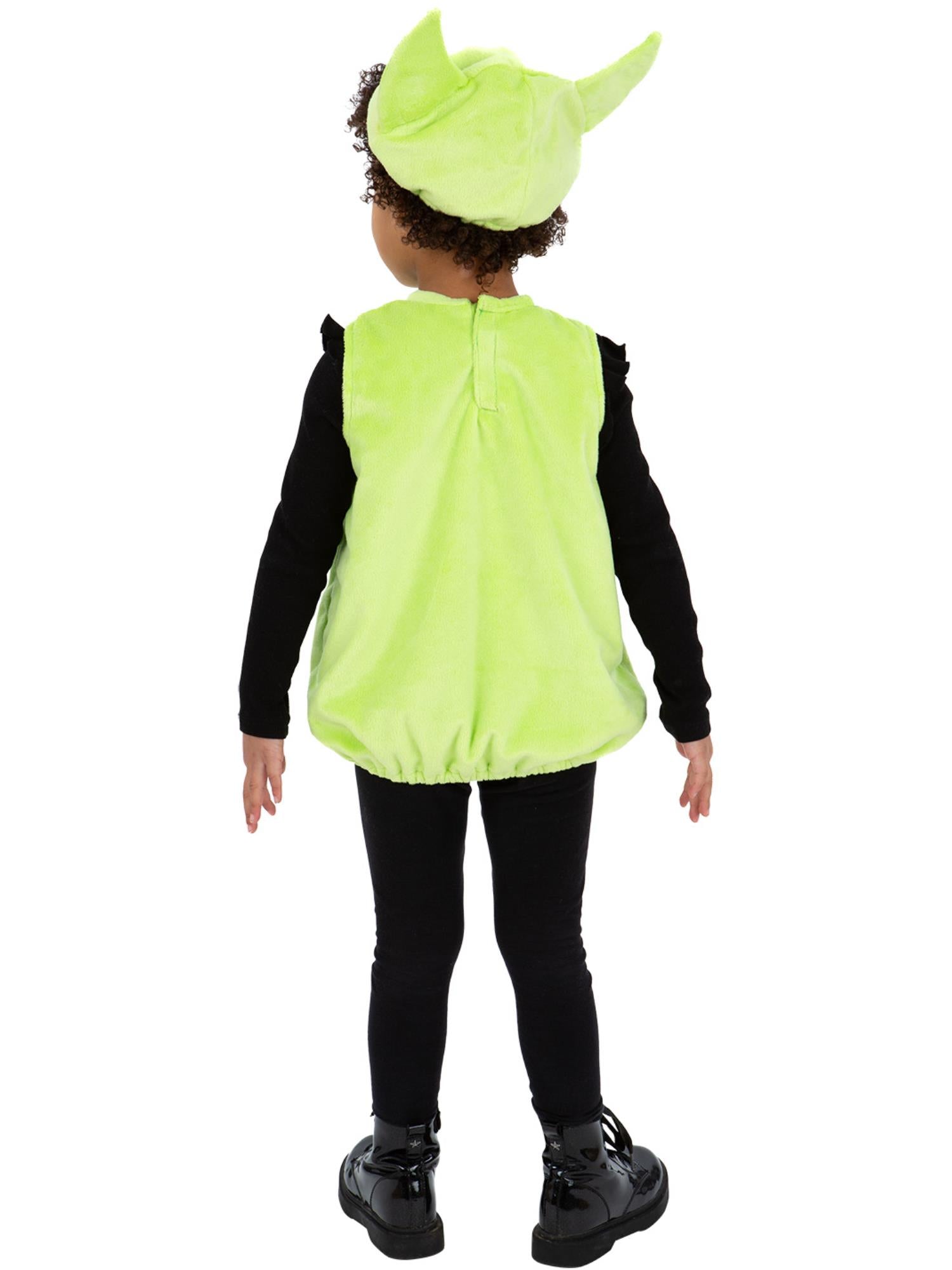Smiffys grünes Alien-Kostüm für Kleinkinder mit Tabard und Hut – Detailansicht
